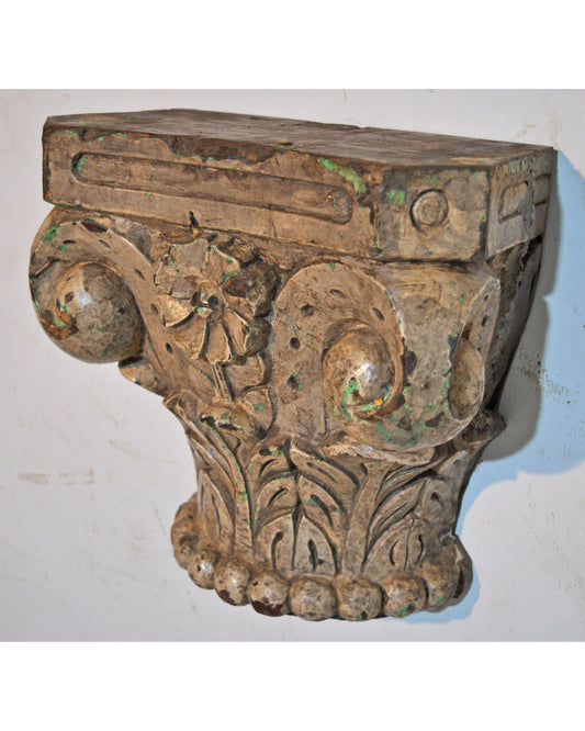 Antique Wooden Wall Décor Heavy Base Wall Shelf Original Old Very Fine Hand Carved