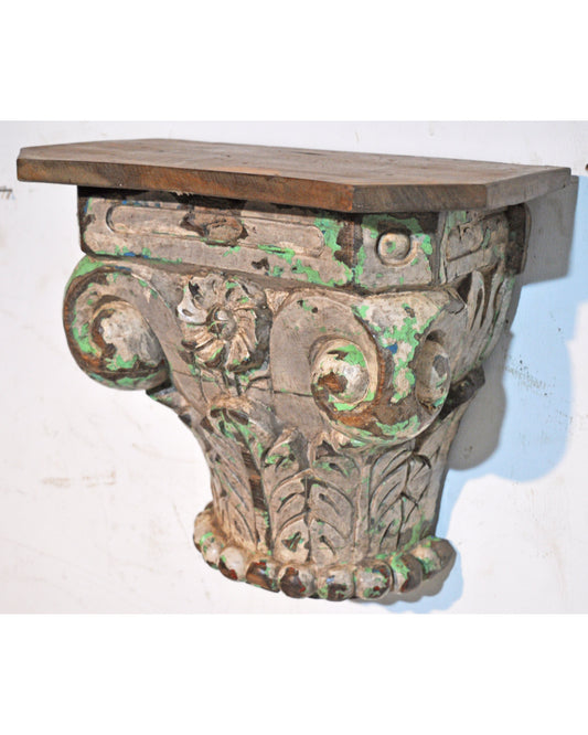 Antique Wooden Wall Décor Heavy Base Wall Shelf Original Old Very Fine Hand Carved
