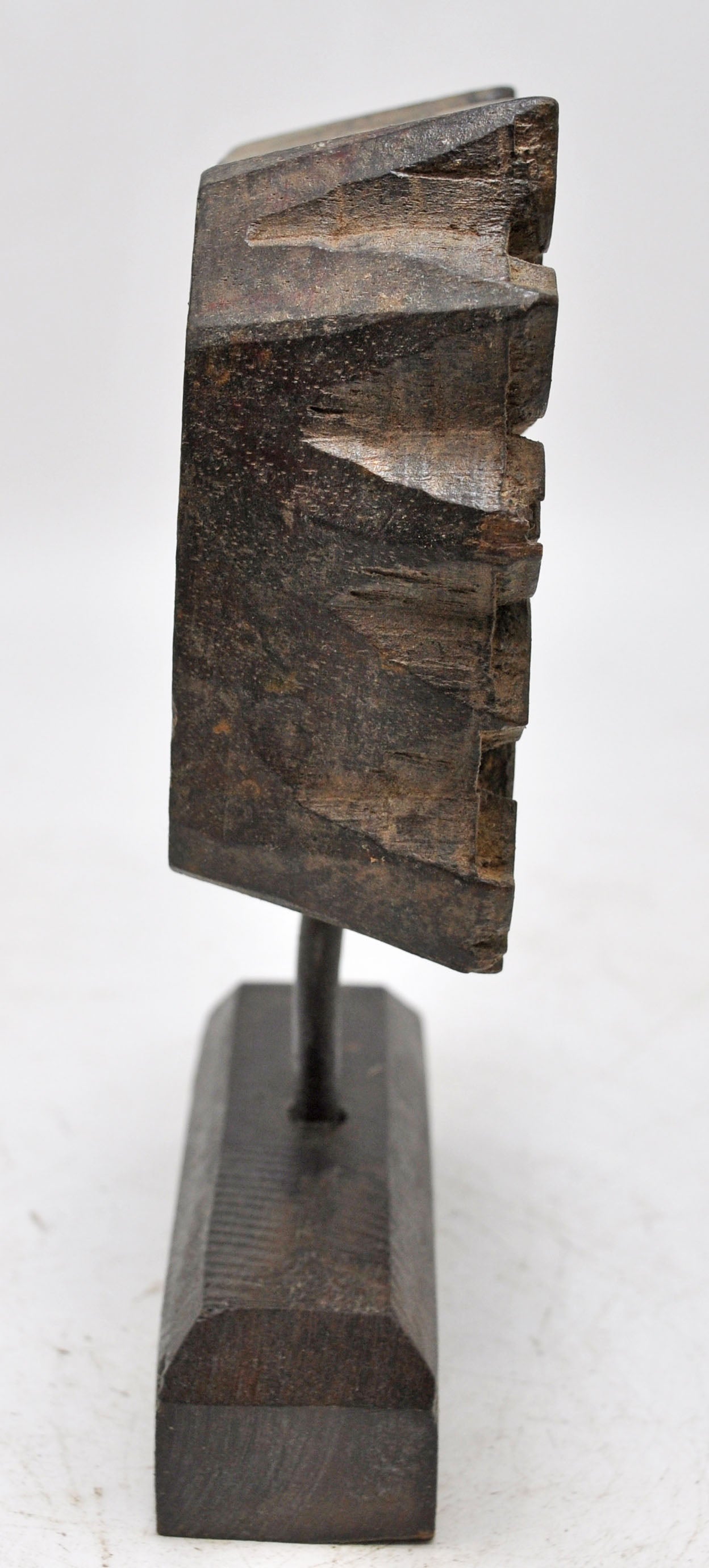 Antique Wooden Textile Printing Block Carving on Stand Original Old Fine Hand Carved