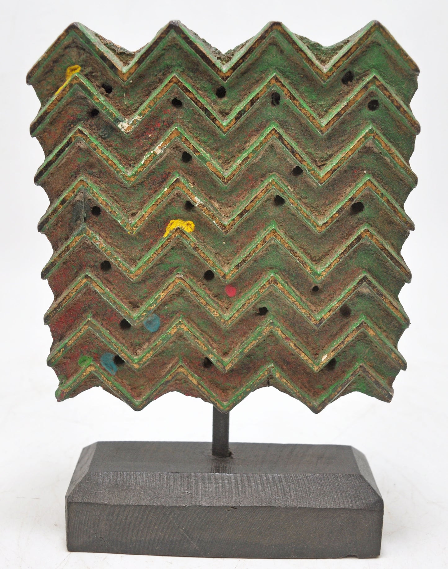 Antique Wooden Textile Printing Block Carving on Stand Original Old Fine Hand Carved