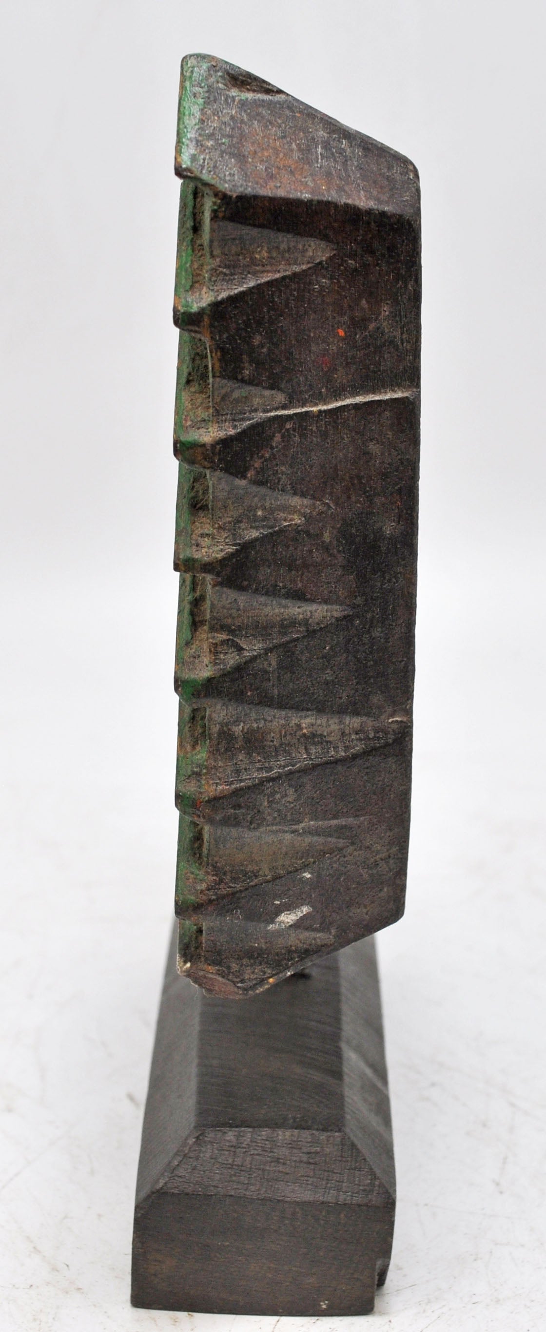 Antique Wooden Textile Printing Block Carving on Stand Original Old Fine Hand Carved