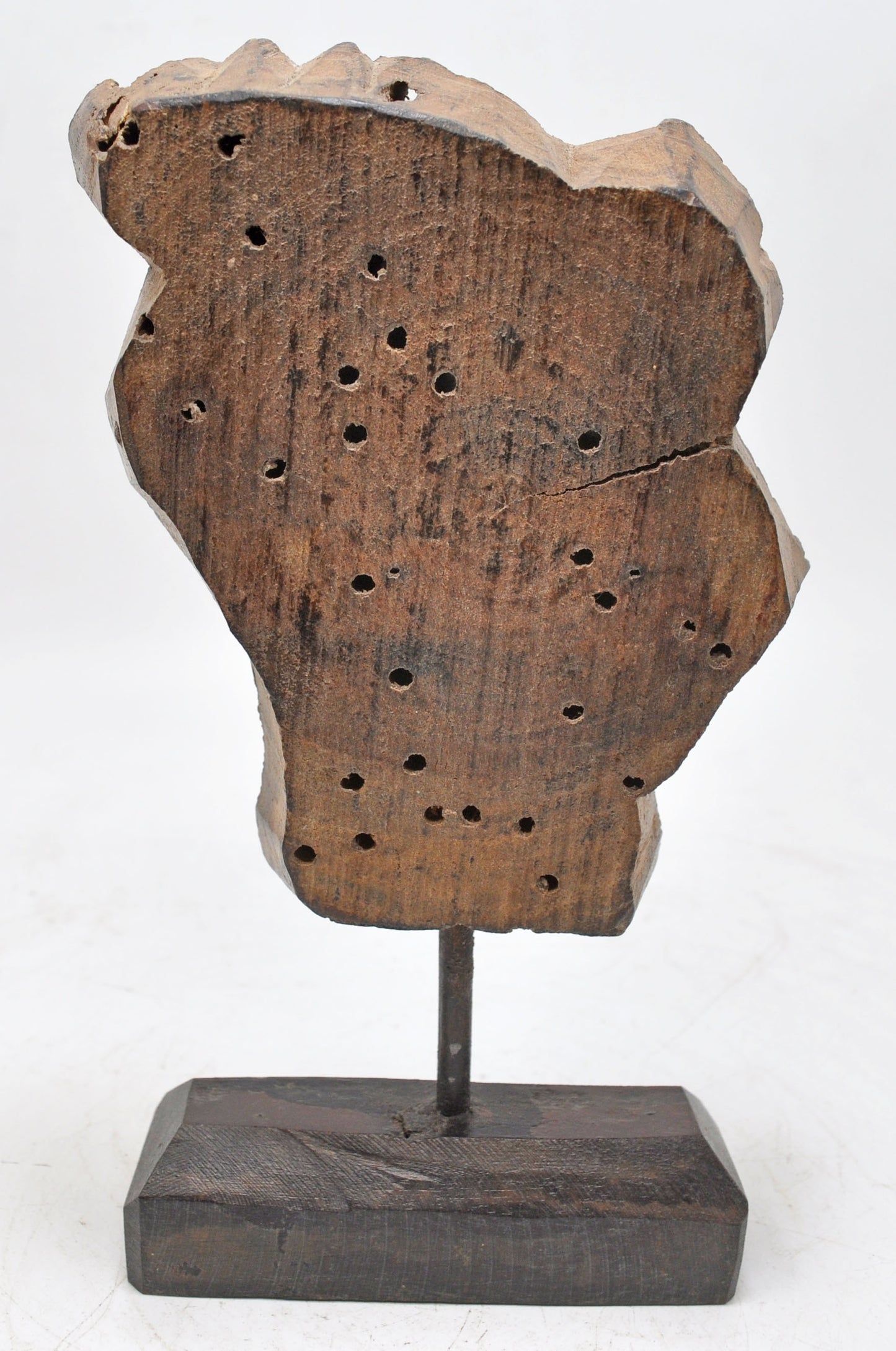 Antique Wooden Textile Printing Block Carving on Stand Original Old Fine Hand Carved