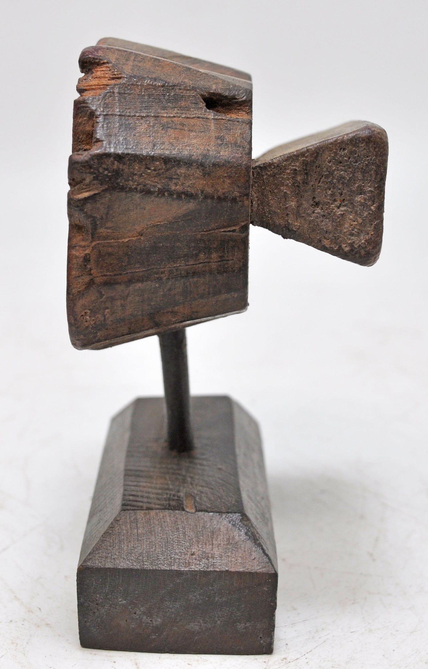 Antique Wooden Textile Printing Block Carving on Stand Original Old Fine Hand Carved