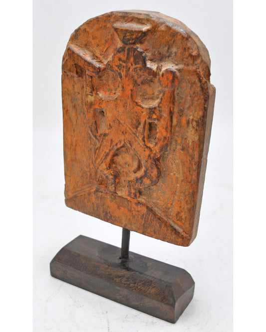 Antique Wooden God Ganesha Carving Idol Plaque Panel Original Old Fine Hand Carved