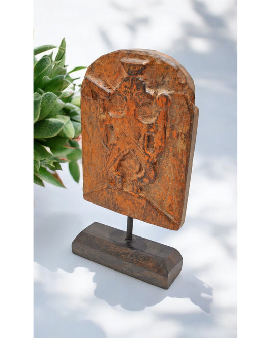 Antique Wooden God Ganesha Carving Idol Plaque Panel Original Old Fine Hand Carved