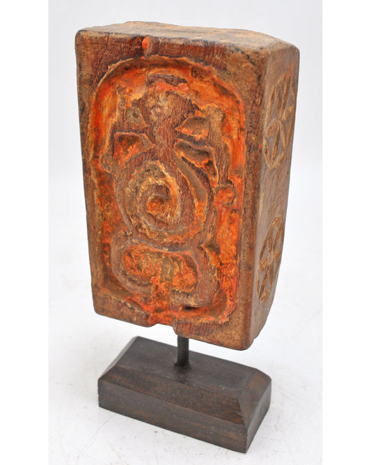 Antique Wooden God Ganesha Carving Idol Plaque Panel Original Old Fine Hand Carved