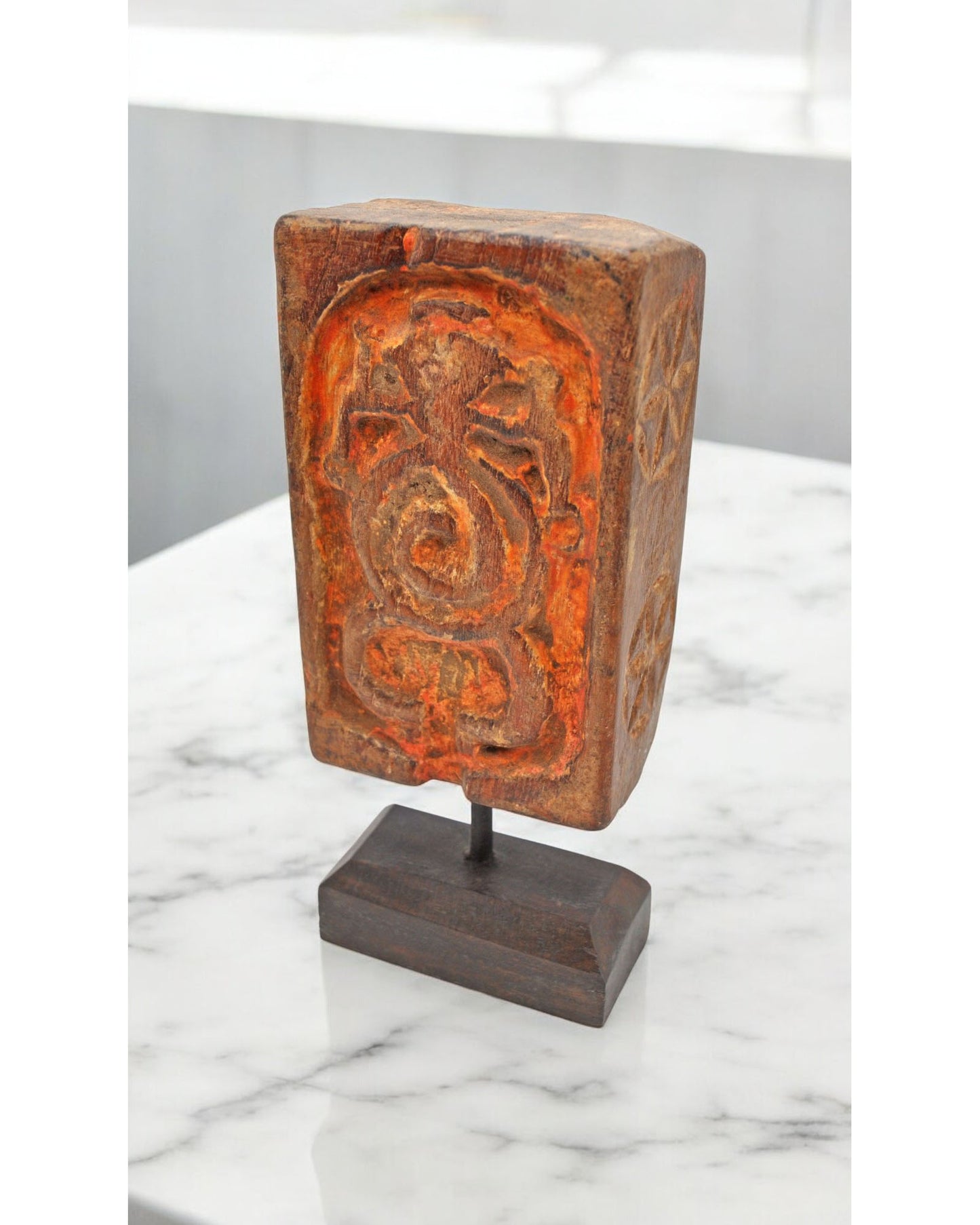 Antique Wooden God Ganesha Carving Idol Plaque Panel Original Old Fine Hand Carved