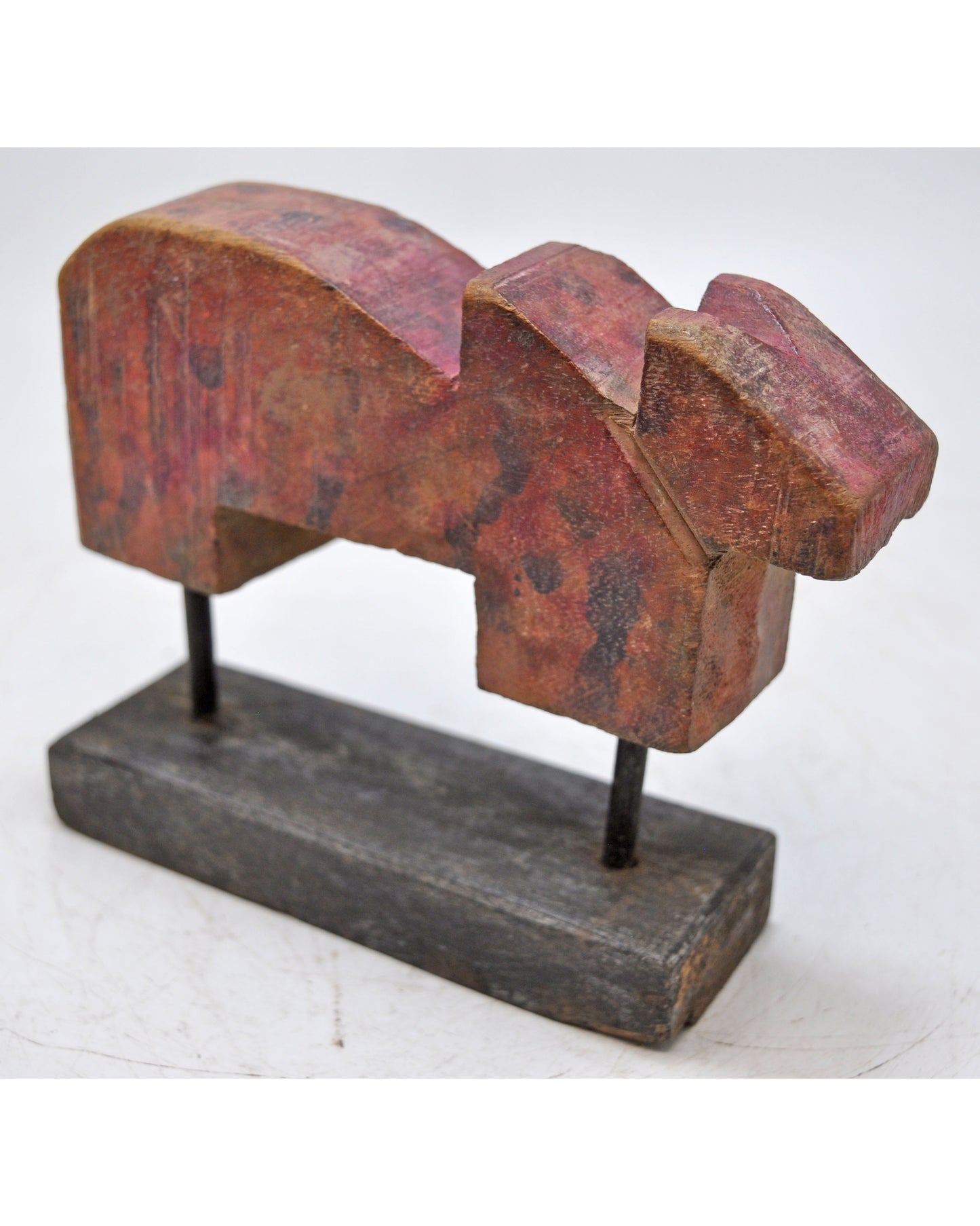 Antique Wooden Holy Cow Nandi Figurine Original Old Hand Carved