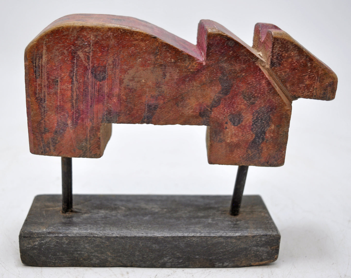 Antique Wooden Holy Cow Nandi Figurine Original Old Hand Carved