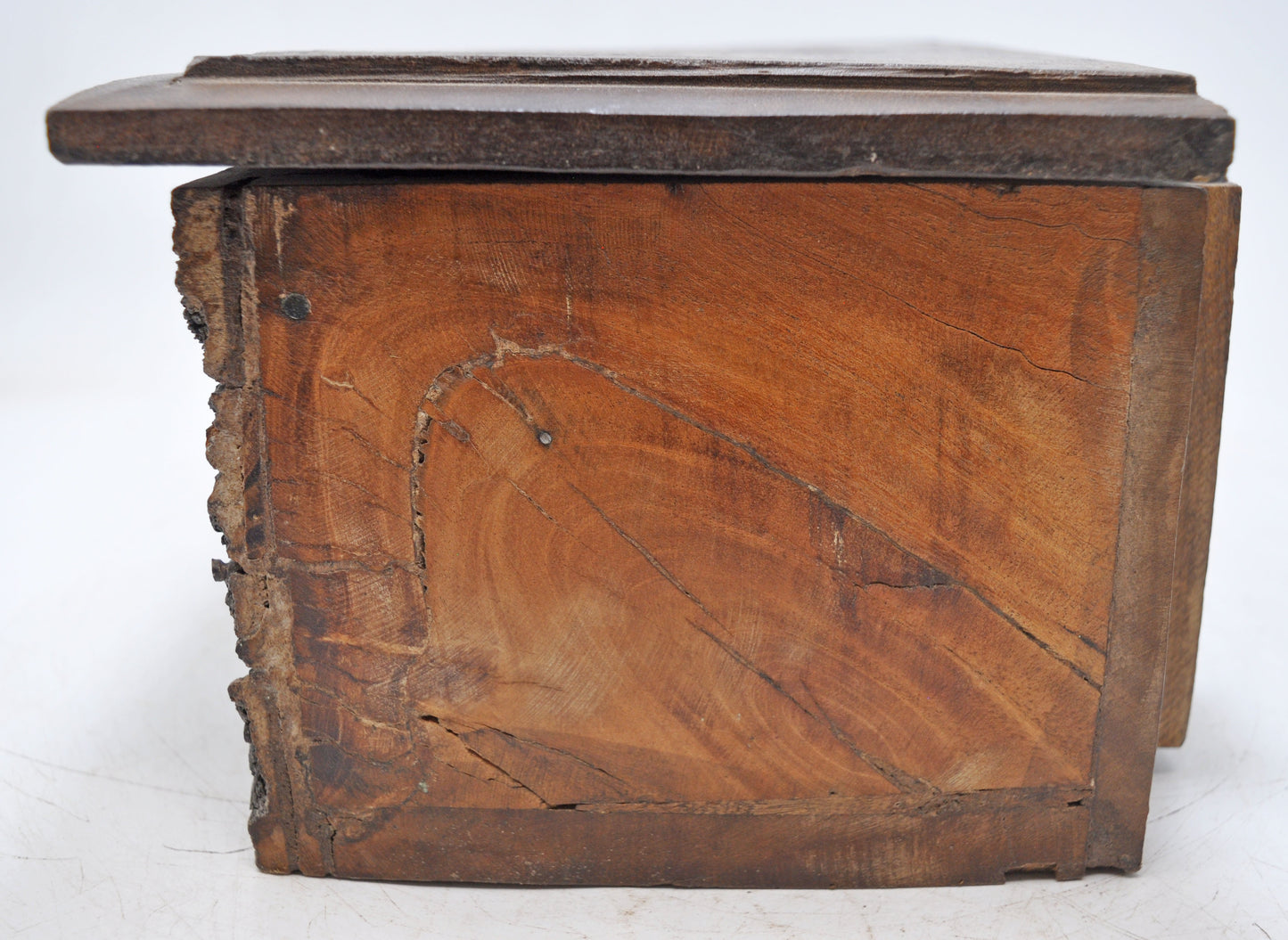 Antique Wooden Carved Storage Box Original Old Hand Crafted