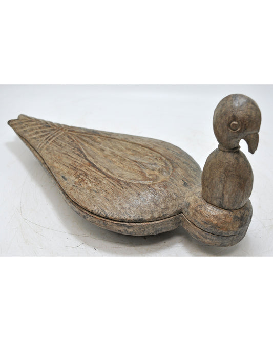 Antique Wooden Bird Design Spice Box Original Old Fine Hand Carved