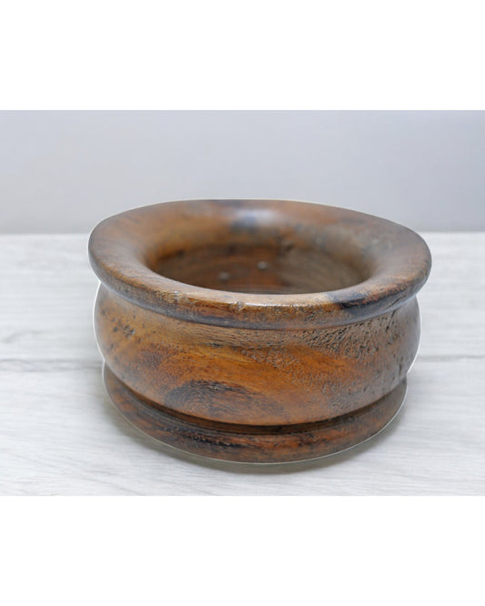 Vintage Wooden Round Small Pot Original Old Hand Carved