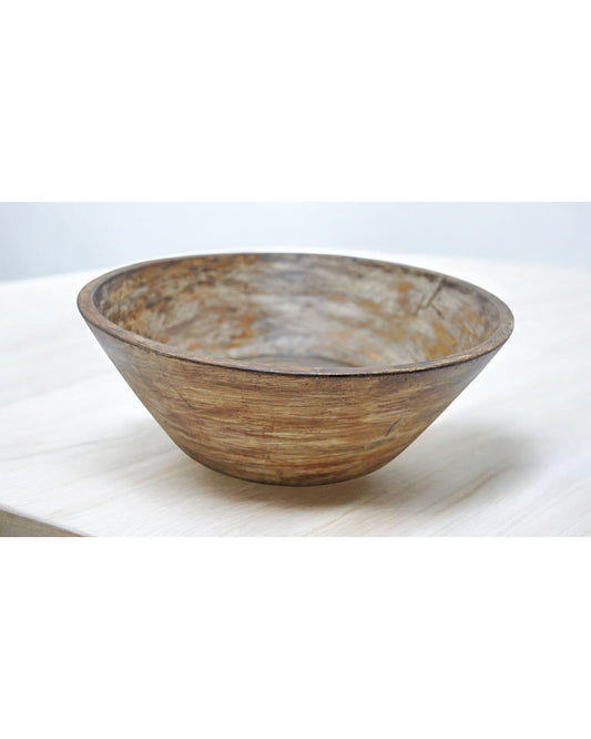 Vintage Wooden Round Kitchenware Parat Bowl Original Old Hand Carved