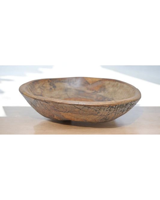 Antique Wooden Kitchenware Dough Kneading Parat Bowl Original Old Hand Carved