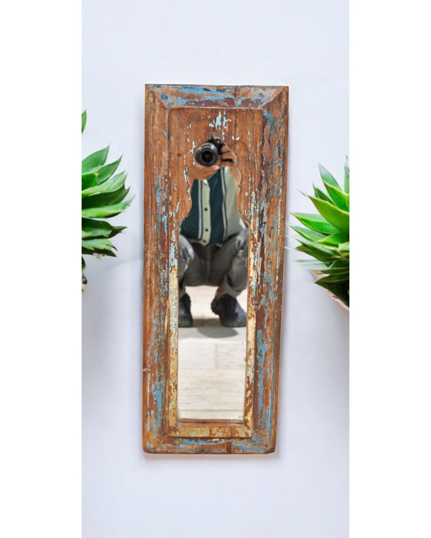 Antique Wooden Wall Décor Mirror Frame Original Old Hand Crafted