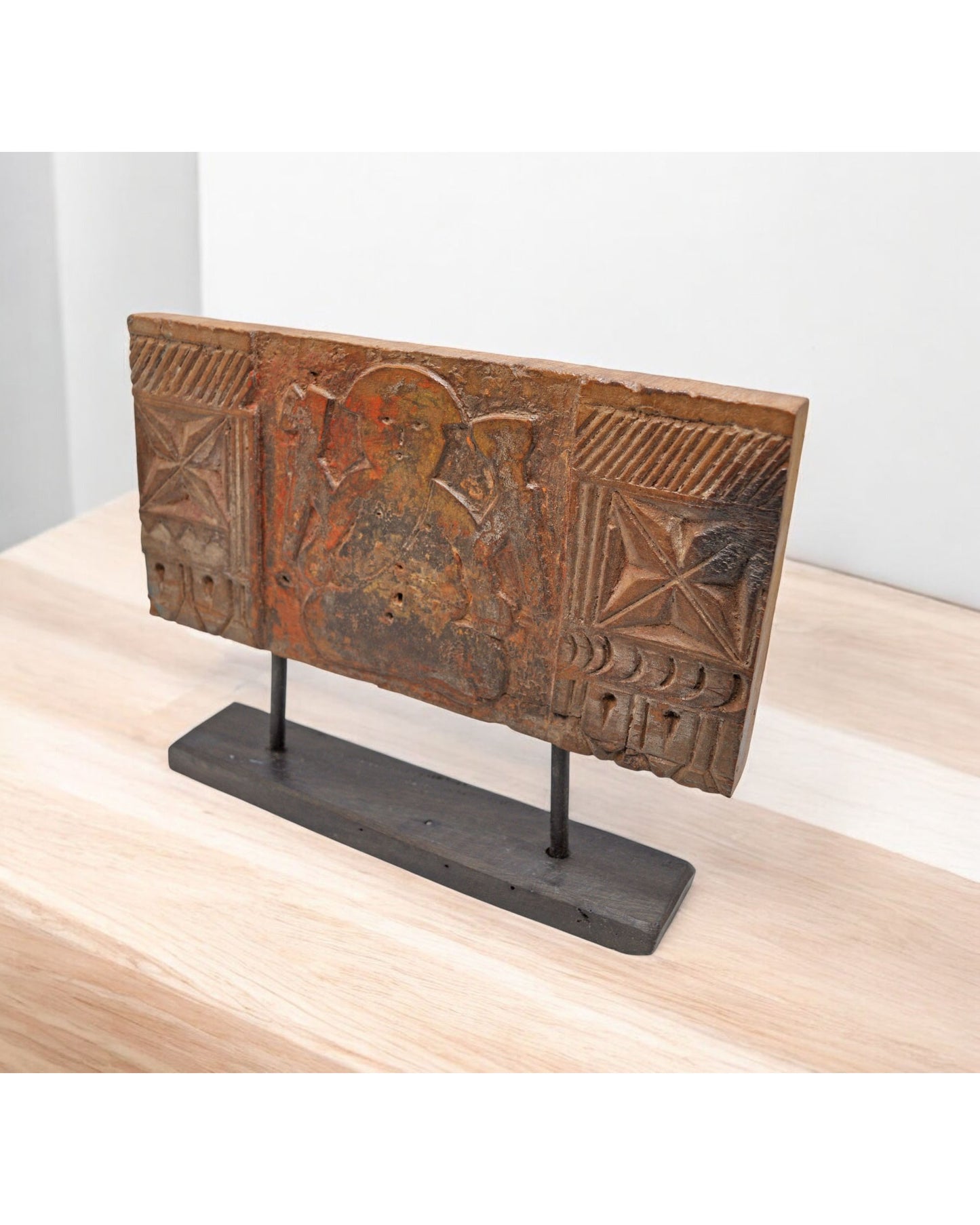 Antique Wooden Ganesha Carving Panel Plaque Original Old Fine Hand Carved