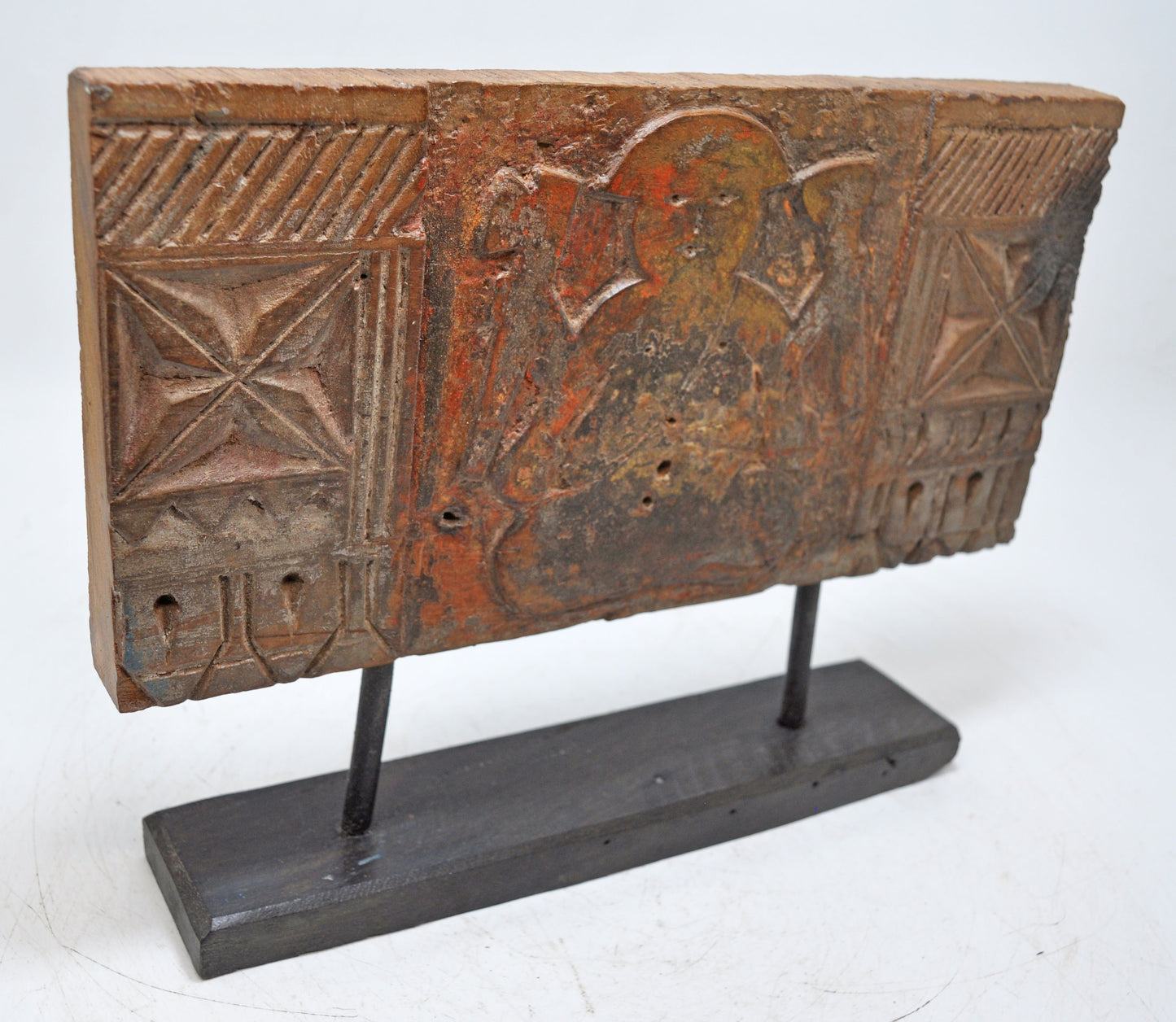 Antique Wooden Ganesha Carving Panel Plaque Original Old Fine Hand Carved