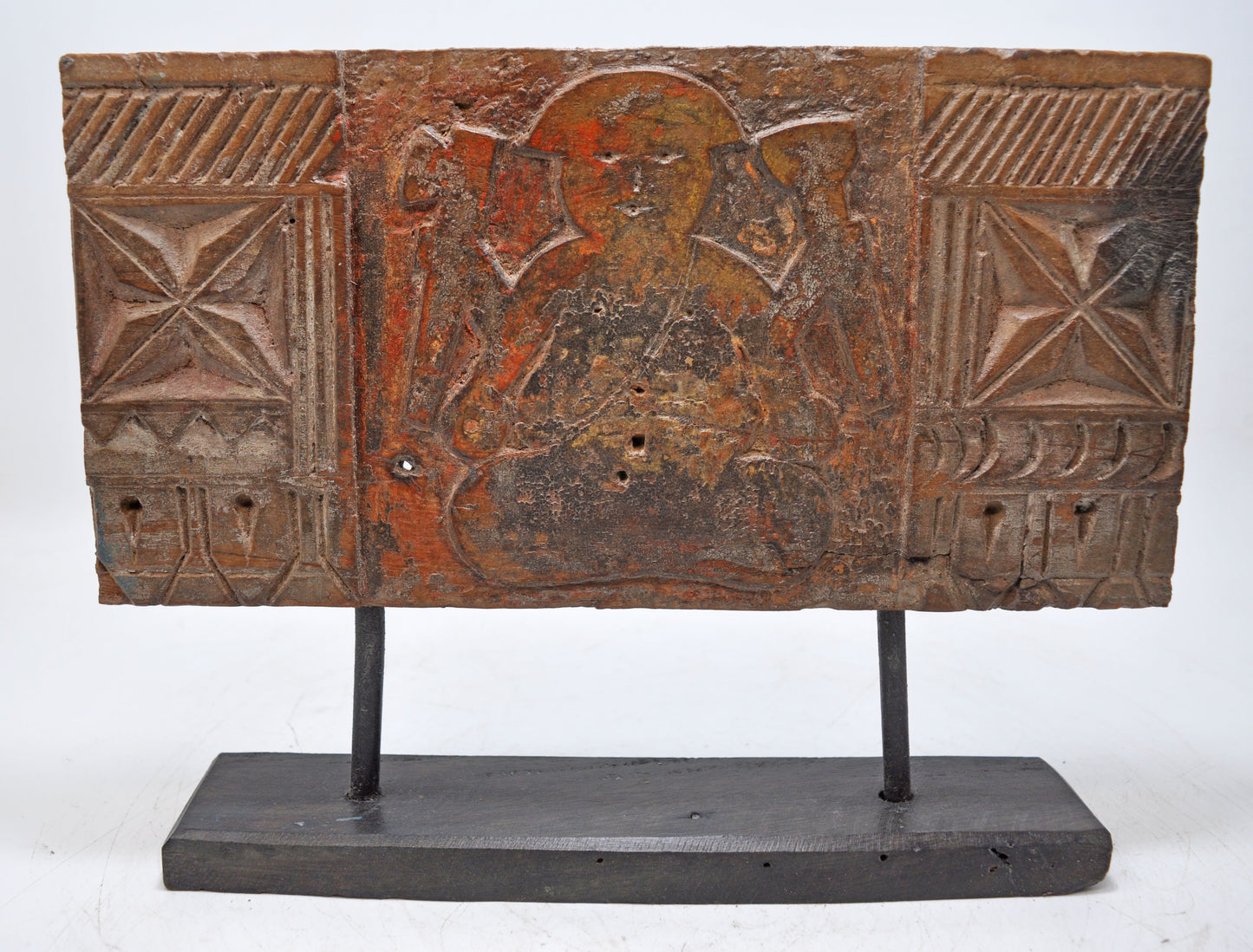 Antique Wooden Ganesha Carving Panel Plaque Original Old Fine Hand Carved