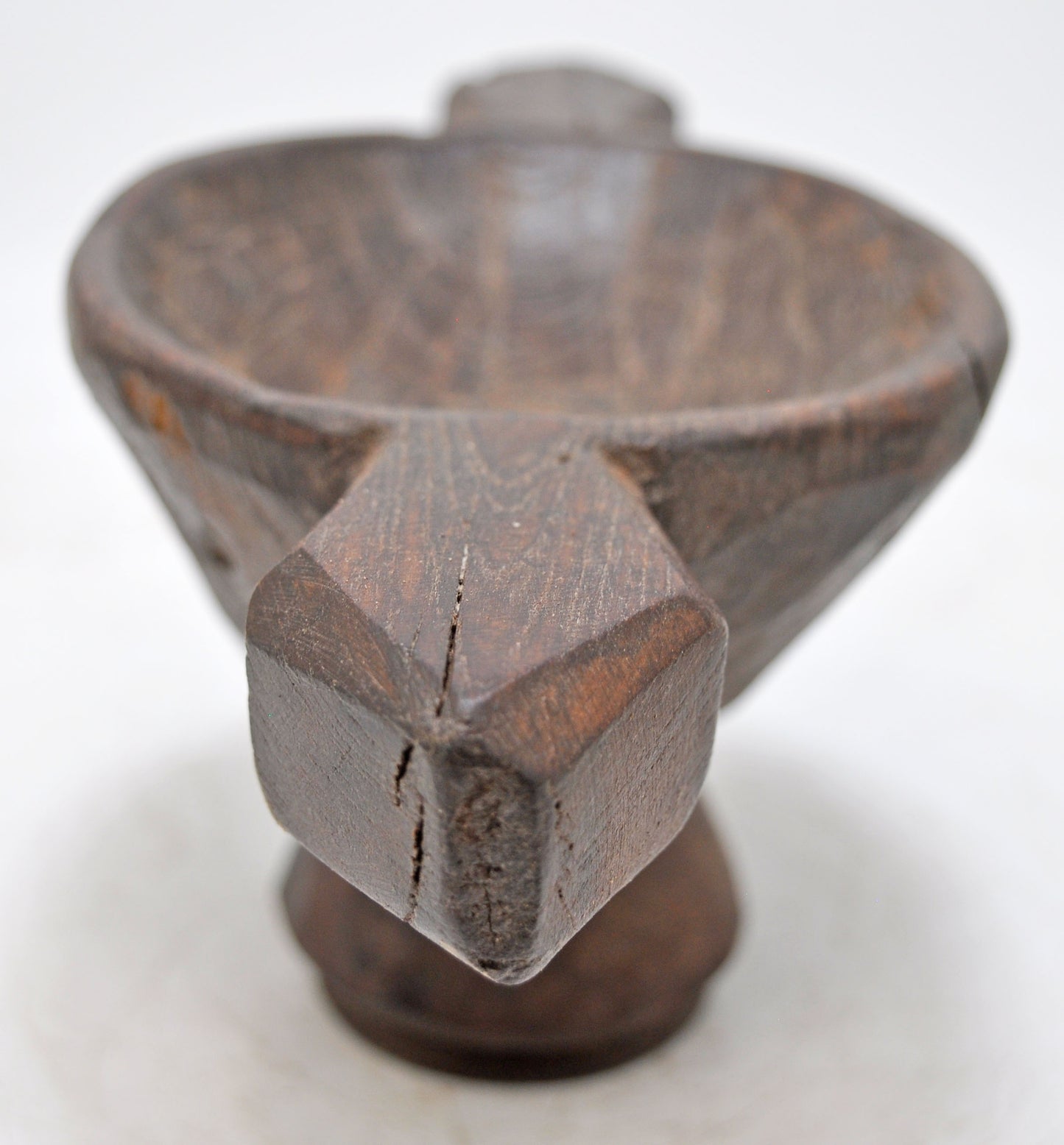 Antique Wooden Oval Opium Kharal Bowl Original Old Hand Carved