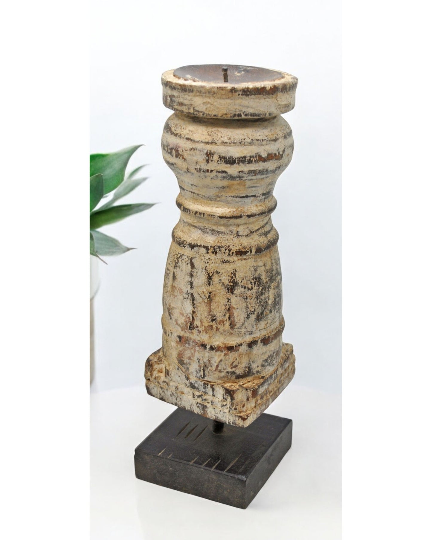 Antique Wooden Paga Leg Candle Holder Original Old Hand Crafted