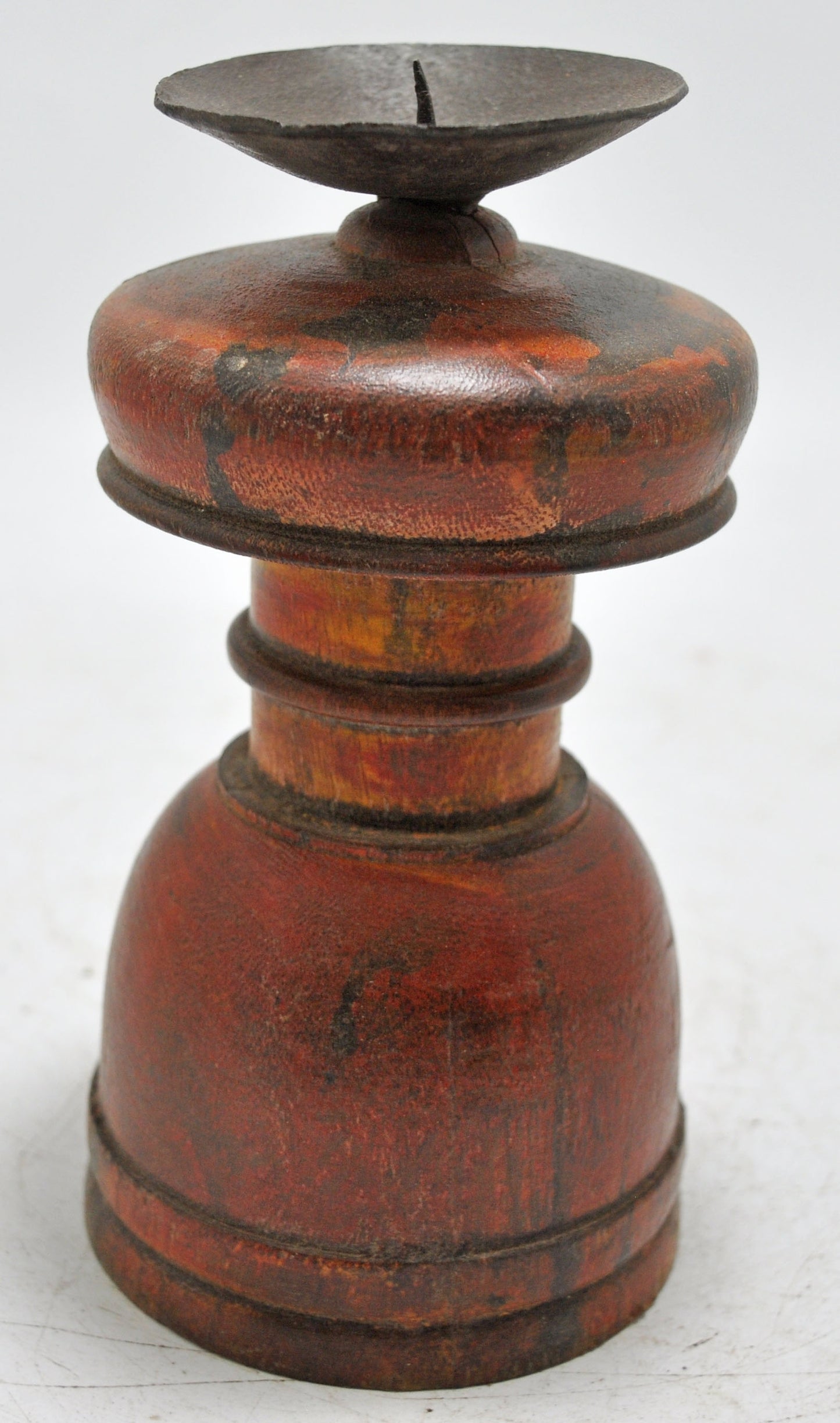 Antique Wooden Paga Leg Candle Holder Original Old Lacquer Painted