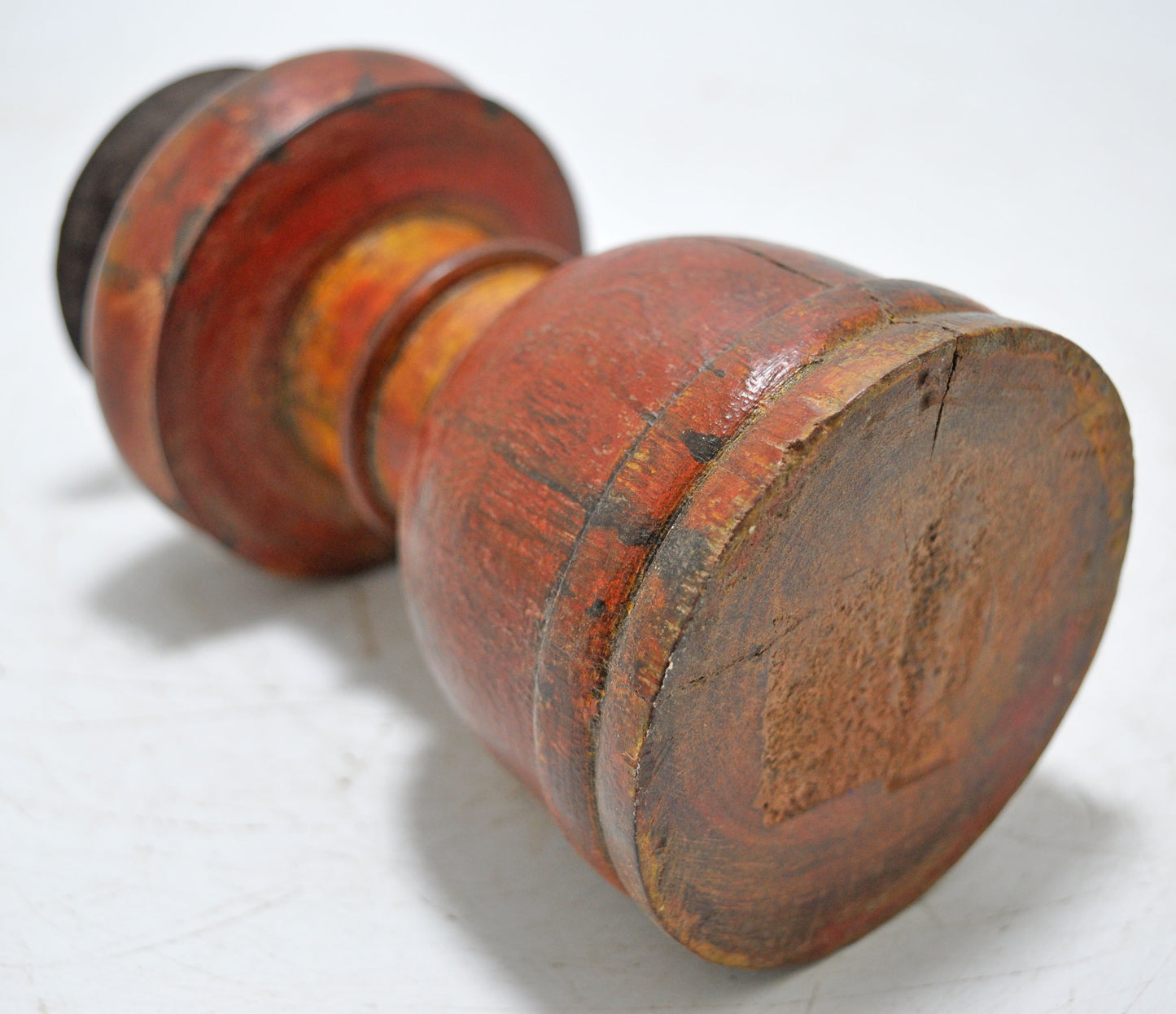 Antique Wooden Paga Leg Candle Holder Original Old Lacquer Painted