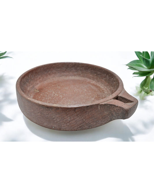 Antique Sand Stone Round Animals' Water Drinking Bowl Original Old Hand Carved
