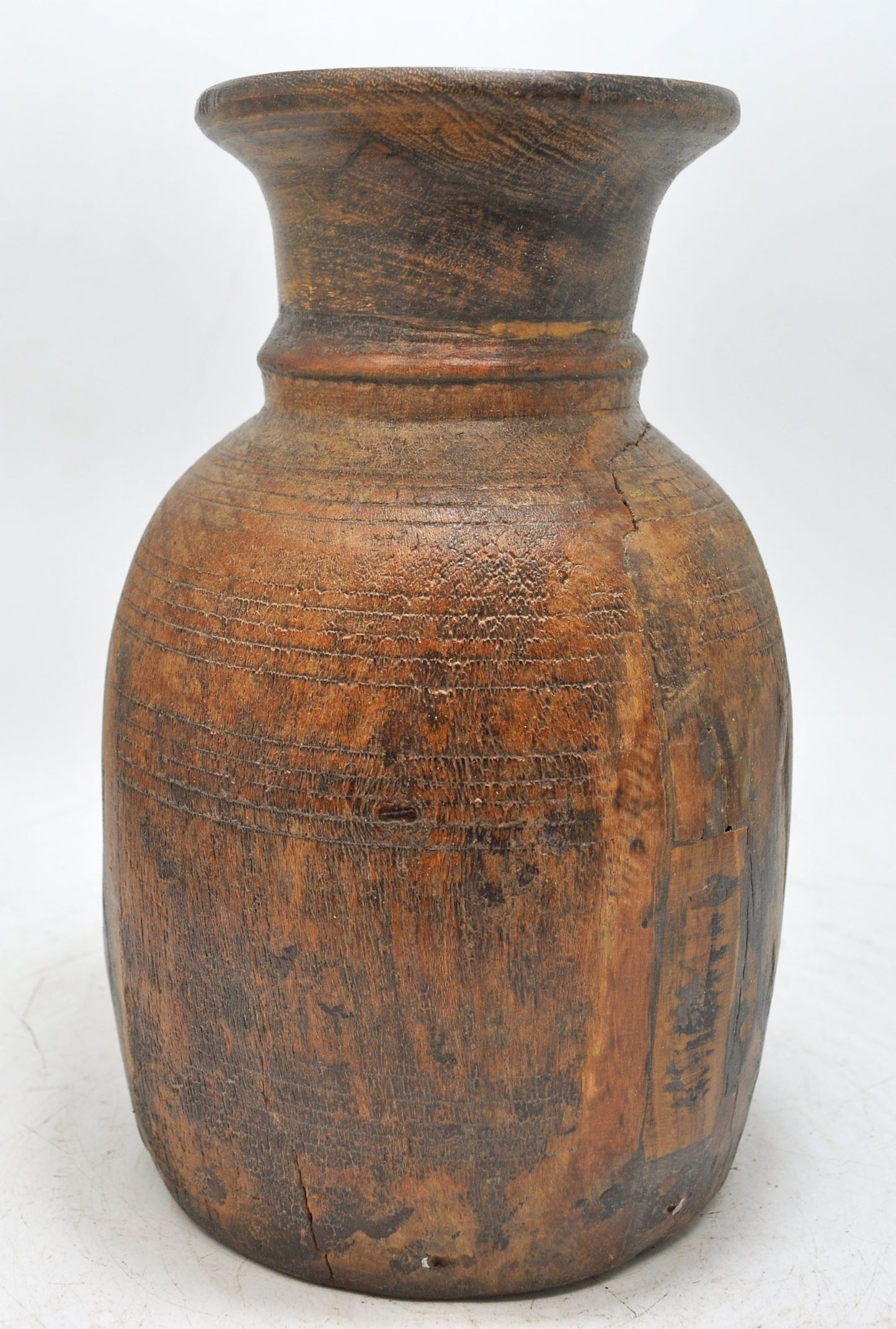 Antique Wooden Himalayan Water Pot Original Old Hand Carved
