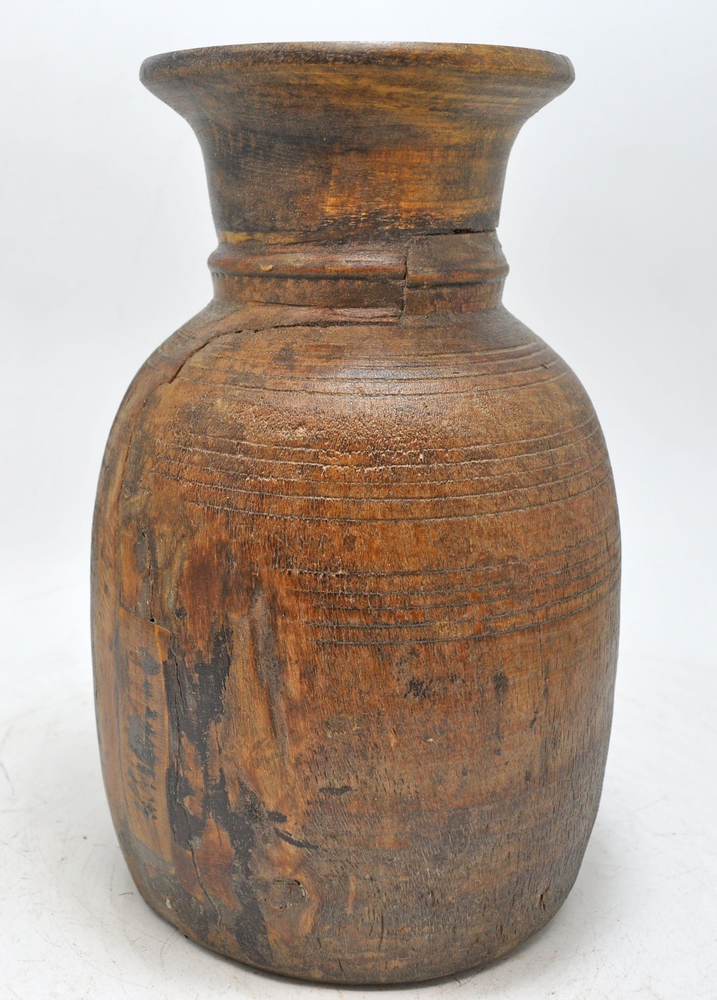 Antique Wooden Himalayan Water Pot Original Old Hand Carved