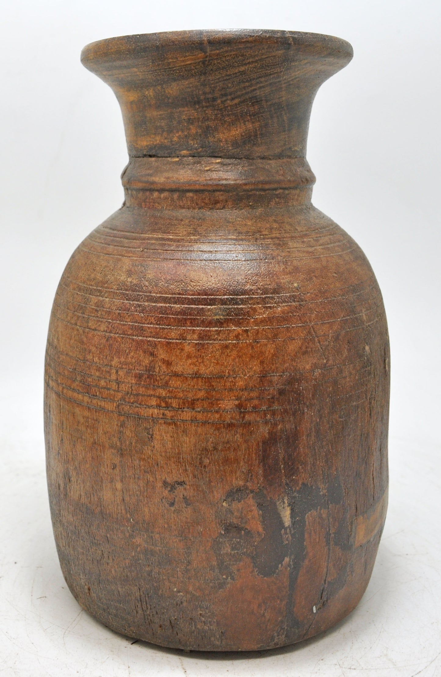 Antique Wooden Himalayan Water Pot Original Old Hand Carved
