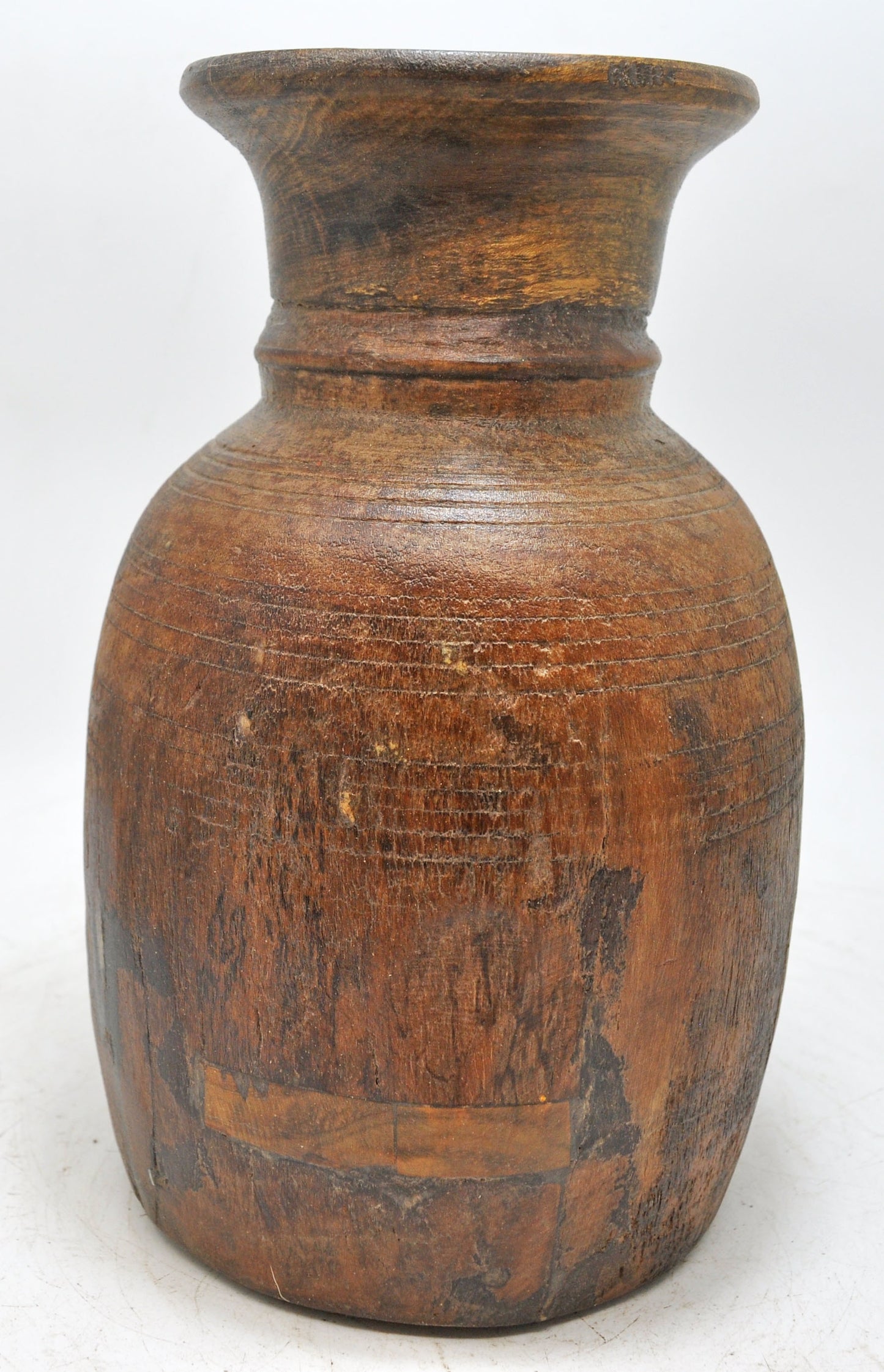 Antique Wooden Himalayan Water Pot Original Old Hand Carved