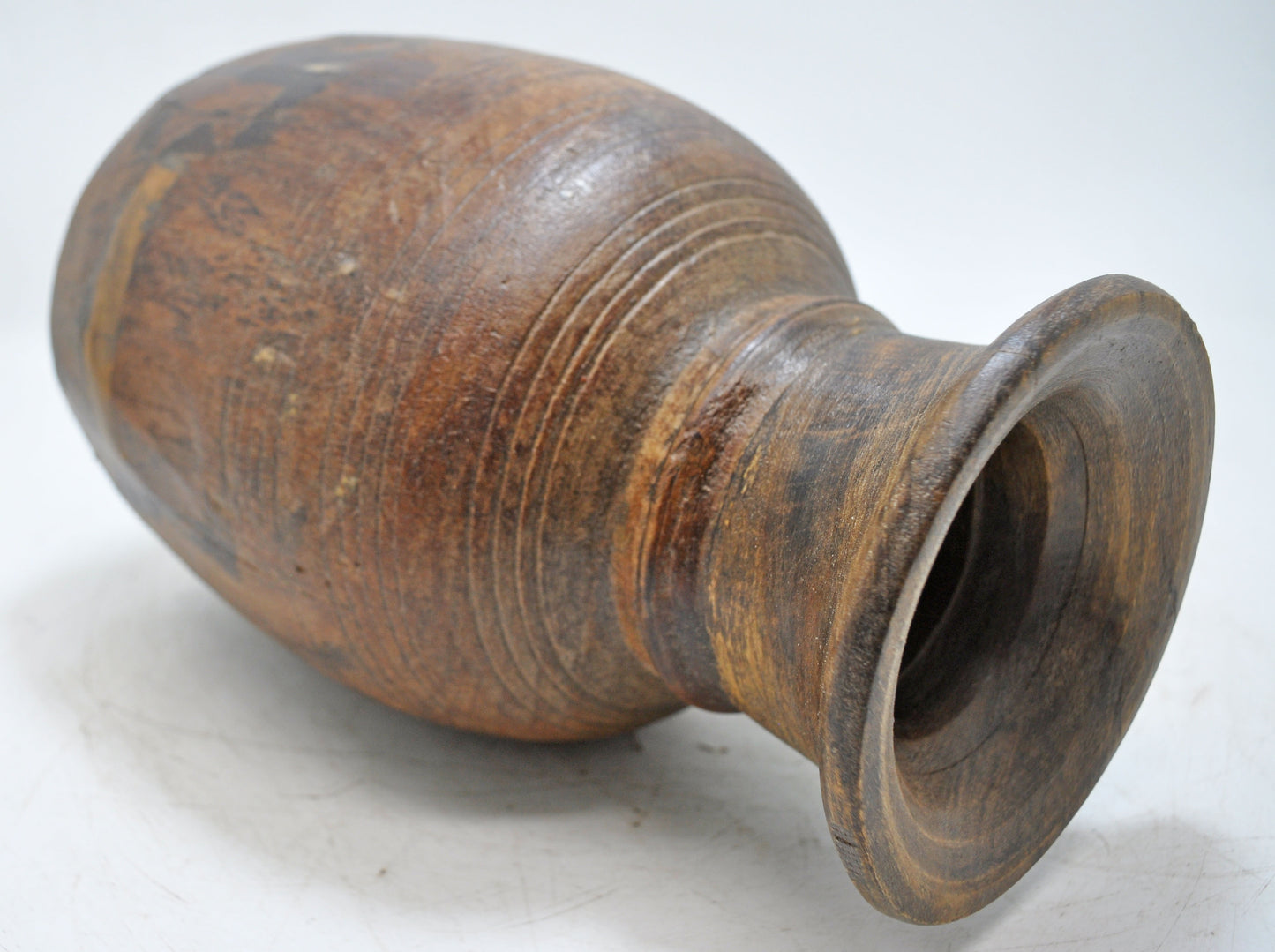 Antique Wooden Himalayan Water Pot Original Old Hand Carved