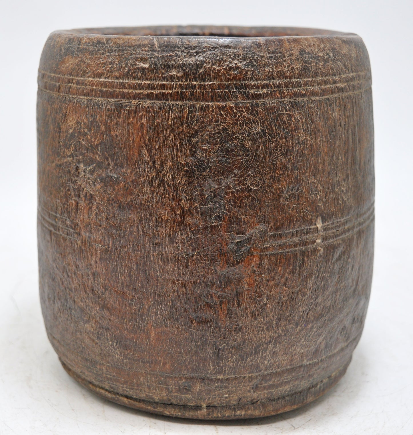 Antique Wooden Grain Measurement Pot Original Old Hand Carved