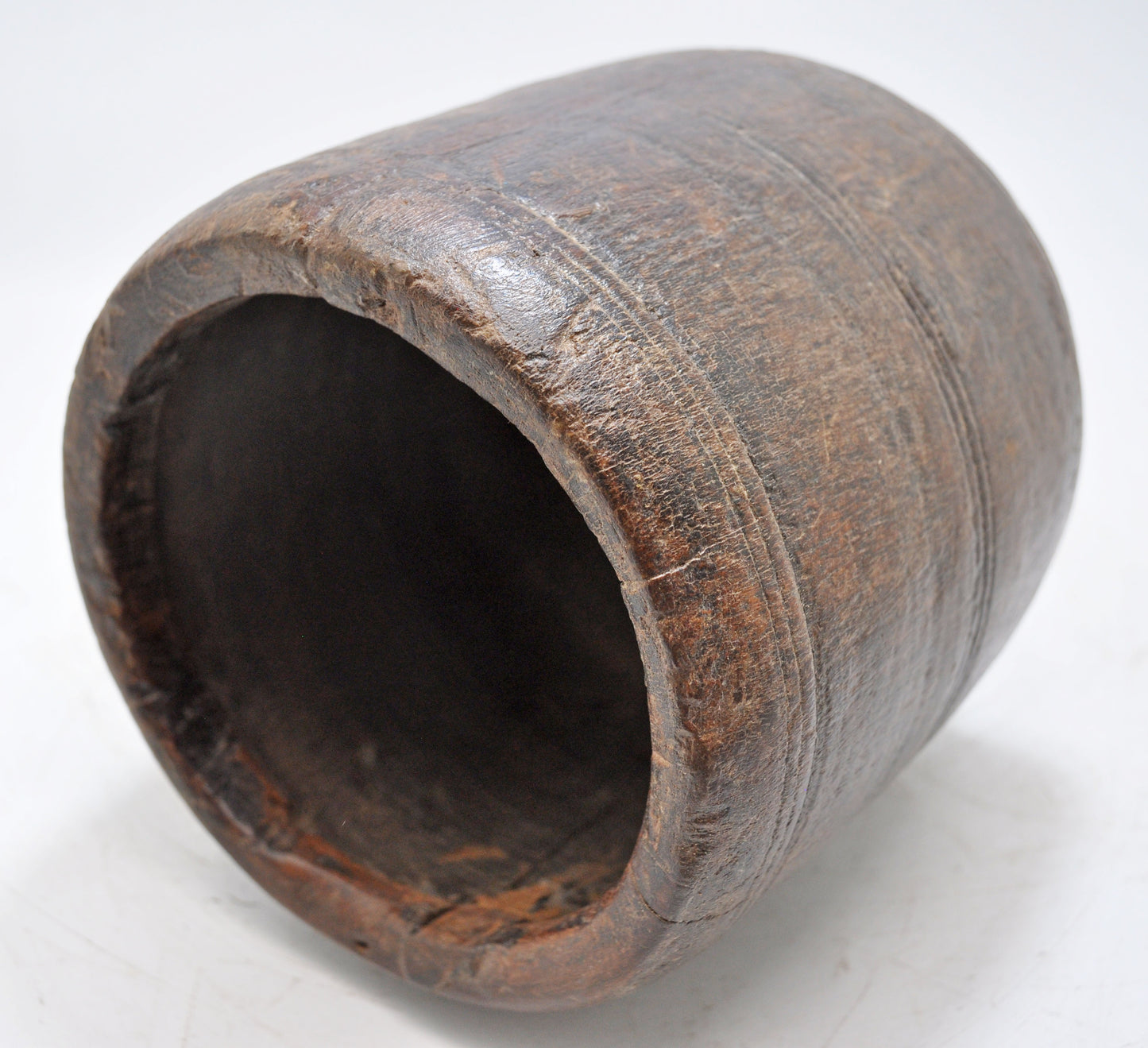 Antique Wooden Grain Measurement Pot Original Old Hand Carved