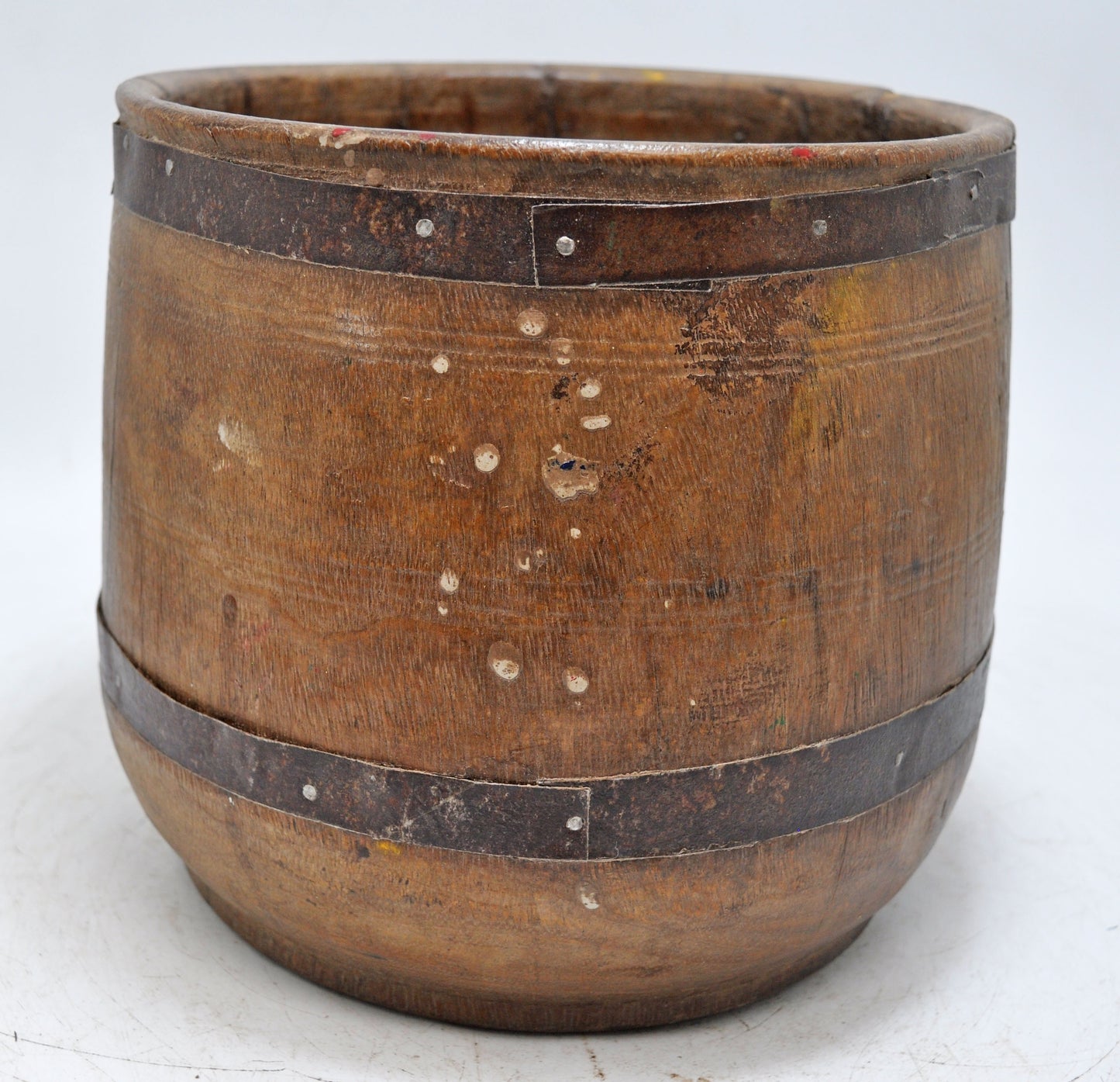 Antique Wooden Grain Measurement Pot Original Old Hand Carved