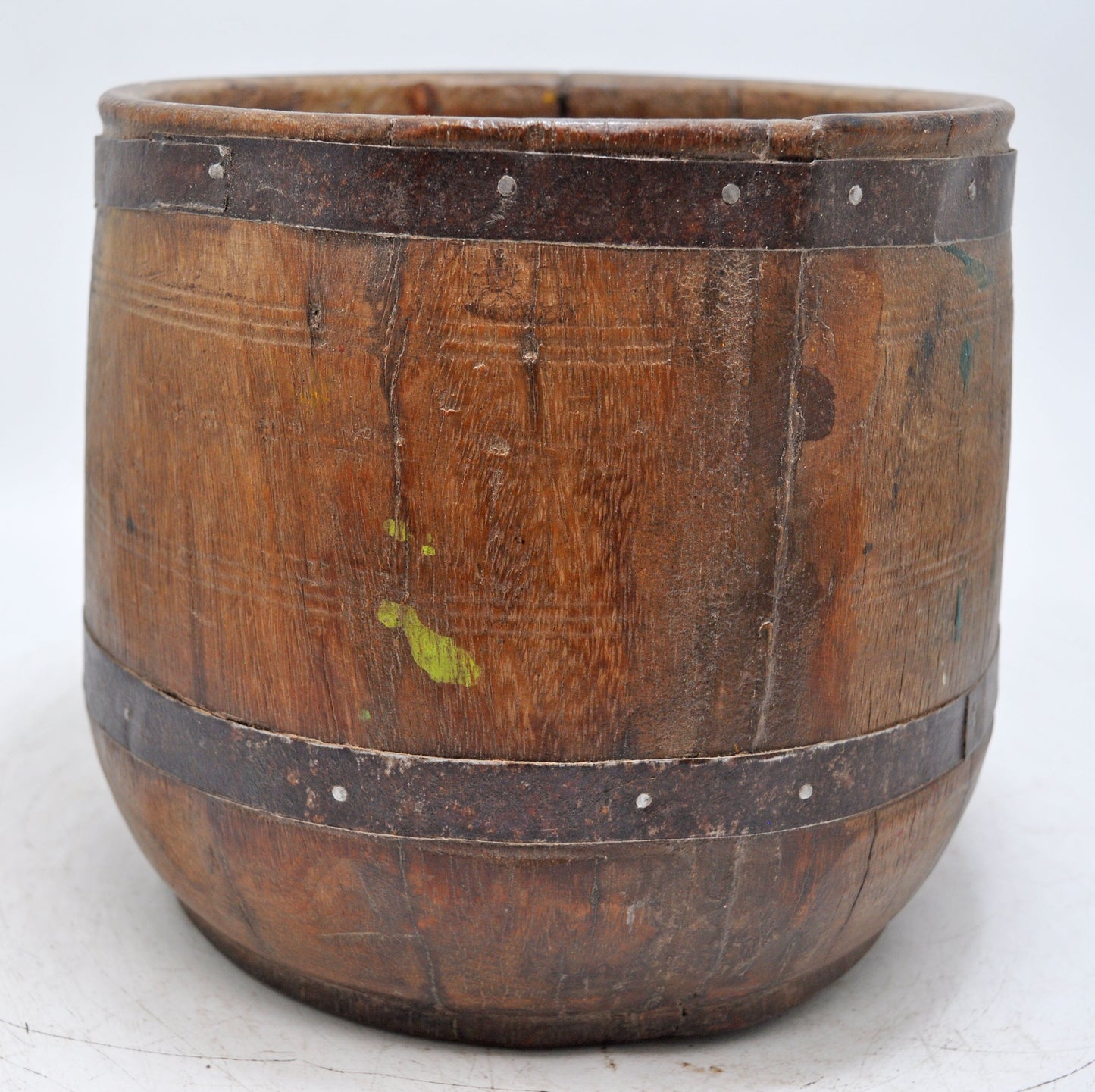 Antique Wooden Grain Measurement Pot Original Old Hand Carved