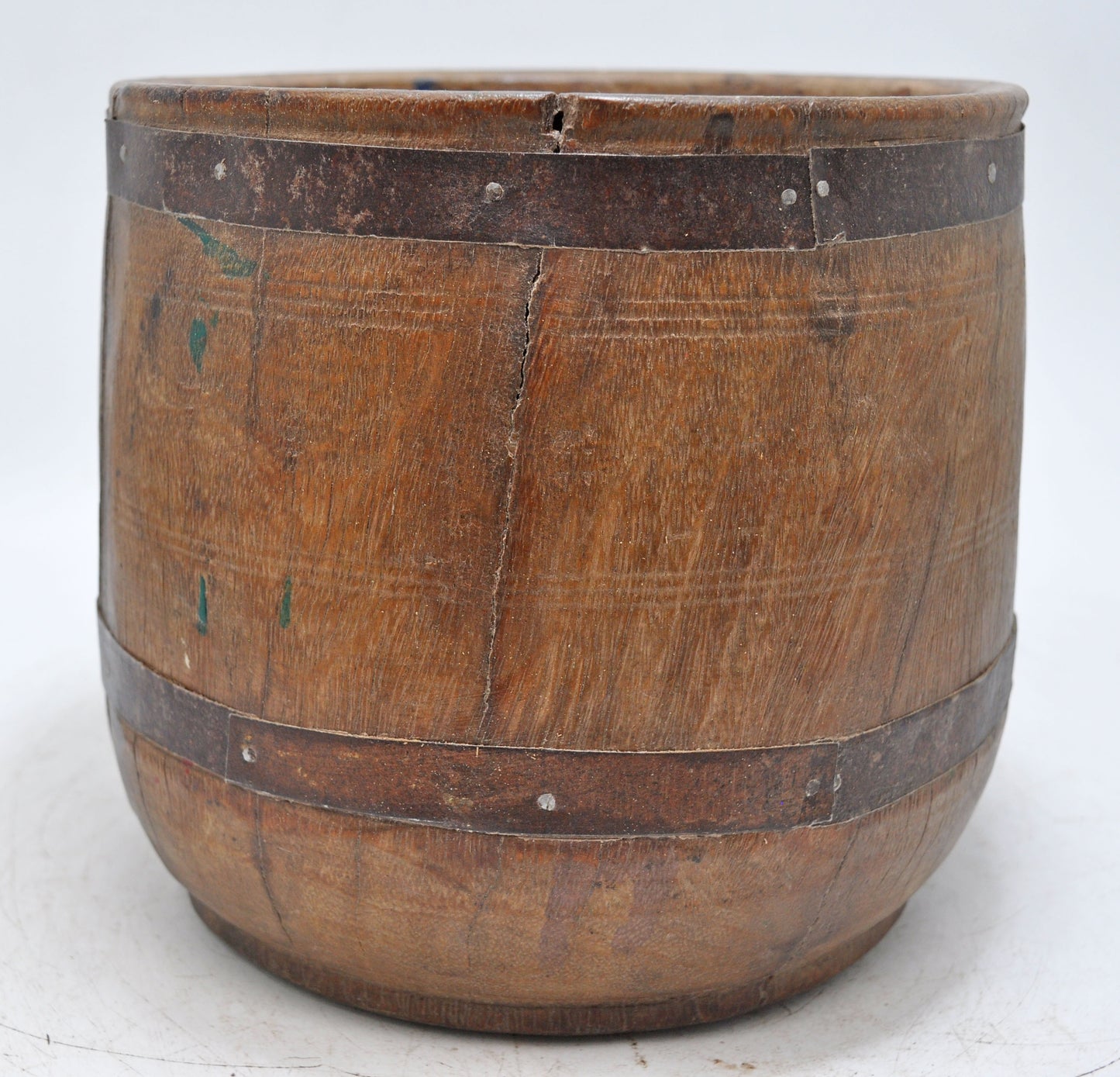 Antique Wooden Grain Measurement Pot Original Old Hand Carved