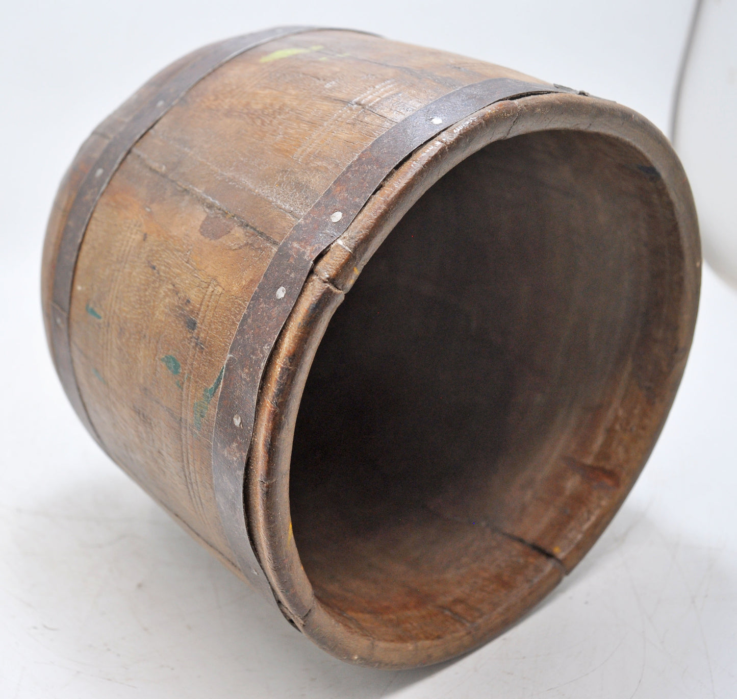 Antique Wooden Grain Measurement Pot Original Old Hand Carved