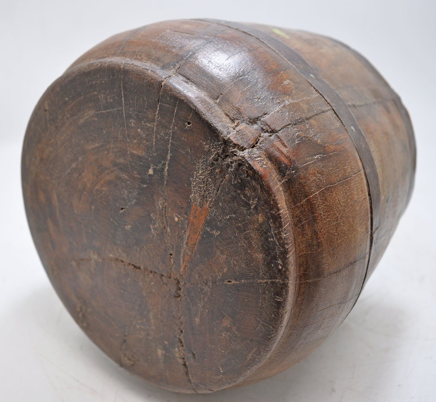 Antique Wooden Grain Measurement Pot Original Old Hand Carved