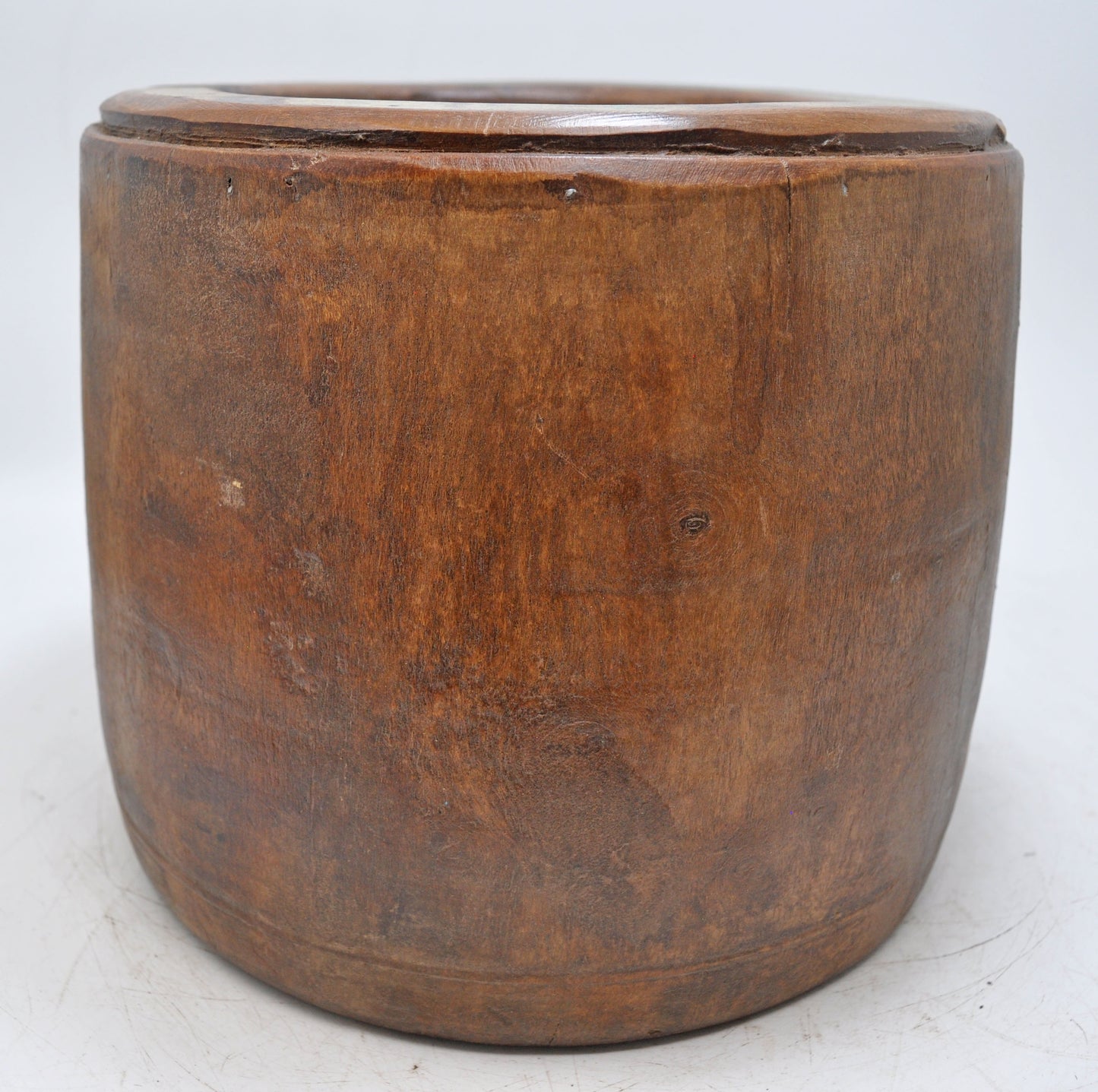 Antique Wooden Grain Measurement Pot Original Old Hand Carved
