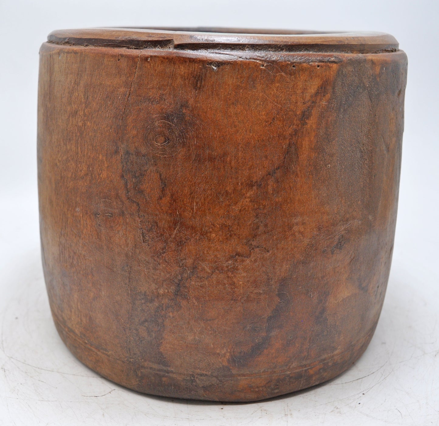 Antique Wooden Grain Measurement Pot Original Old Hand Carved