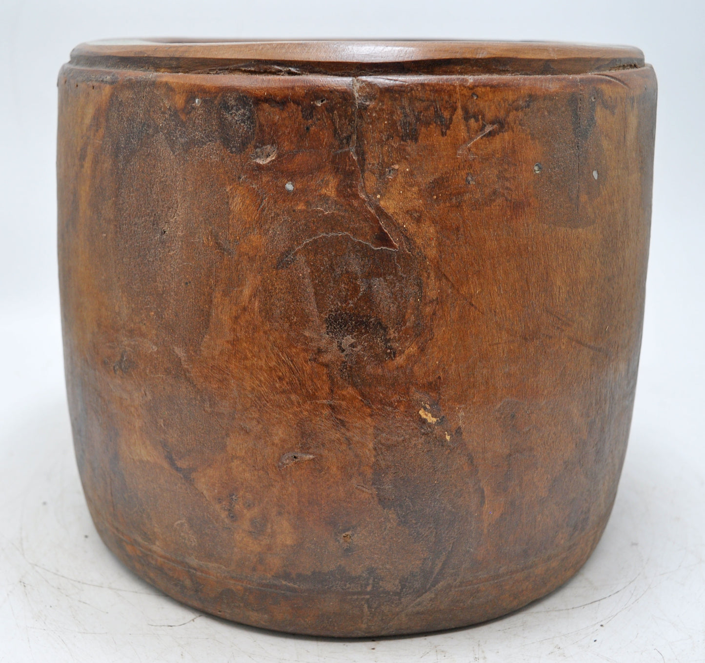 Antique Wooden Grain Measurement Pot Original Old Hand Carved