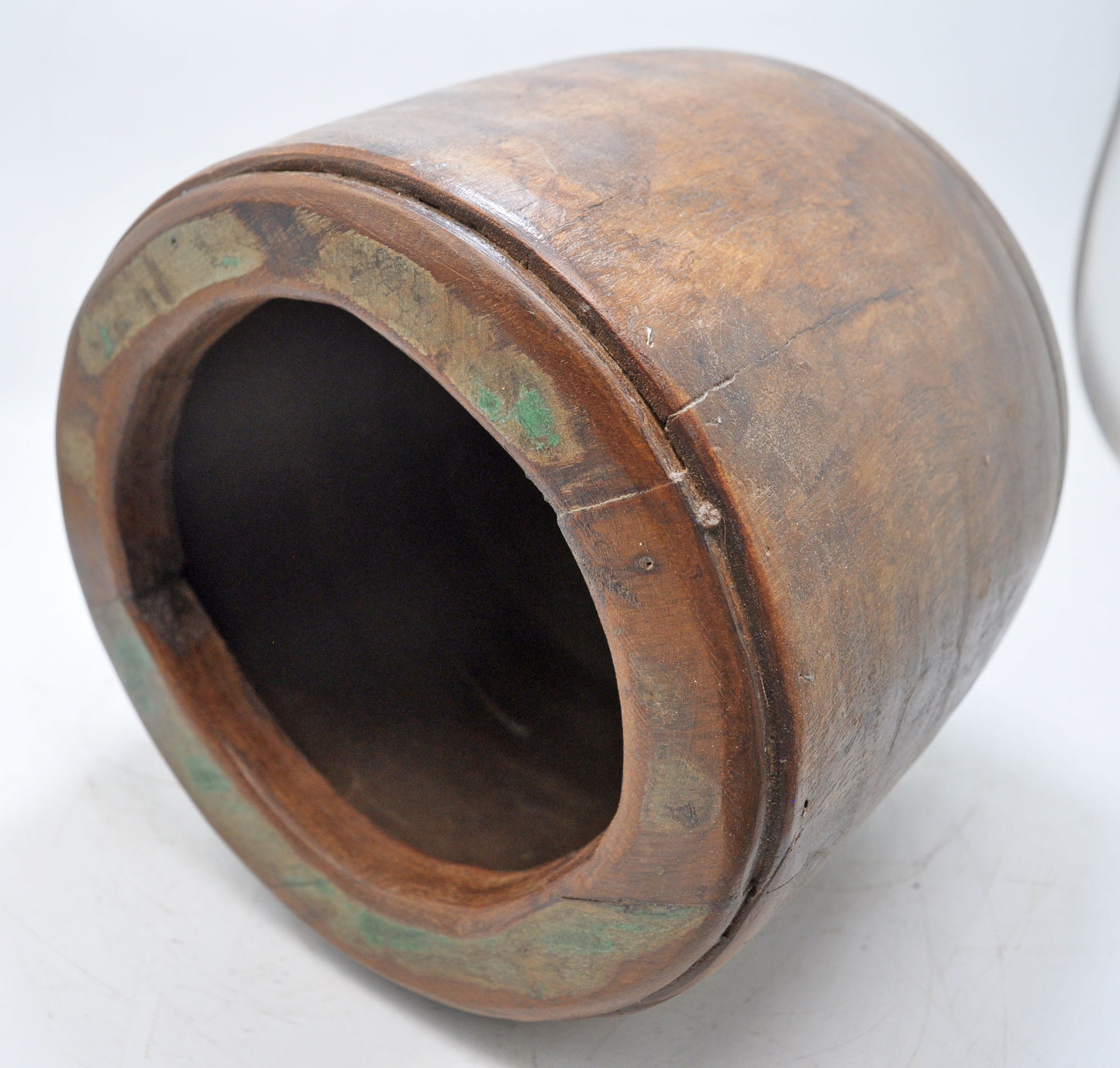 Antique Wooden Grain Measurement Pot Original Old Hand Carved