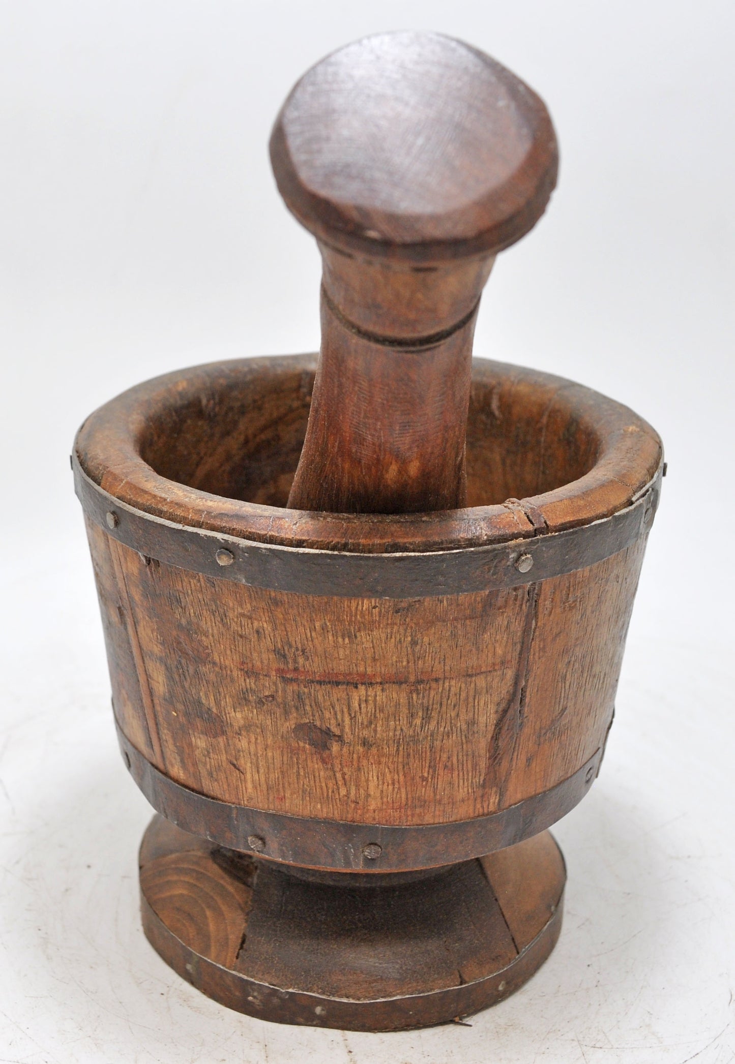 Antique Wooden Mortar and Pestle Grinder Original Old Hand Carved
