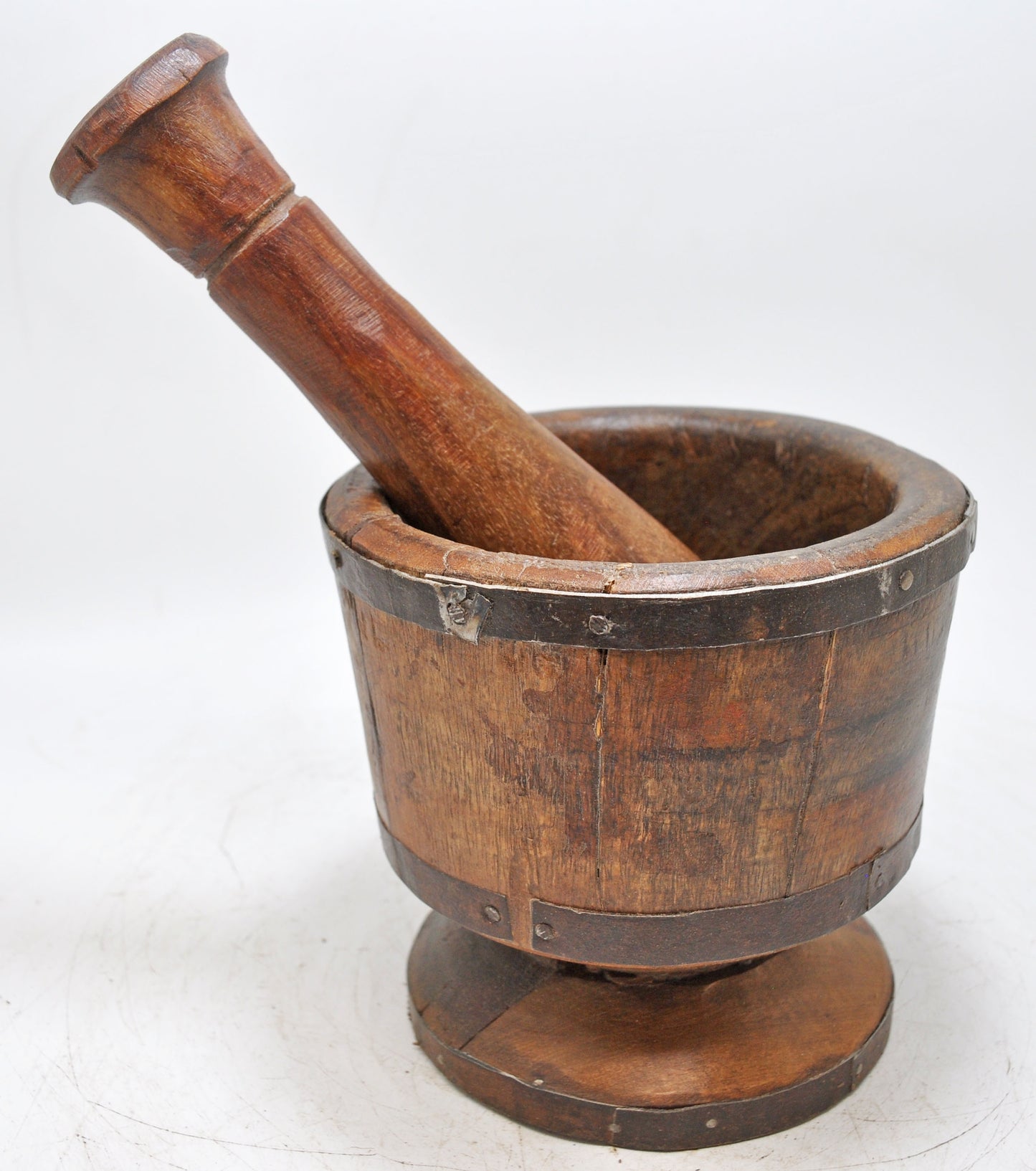Antique Wooden Mortar and Pestle Grinder Original Old Hand Carved
