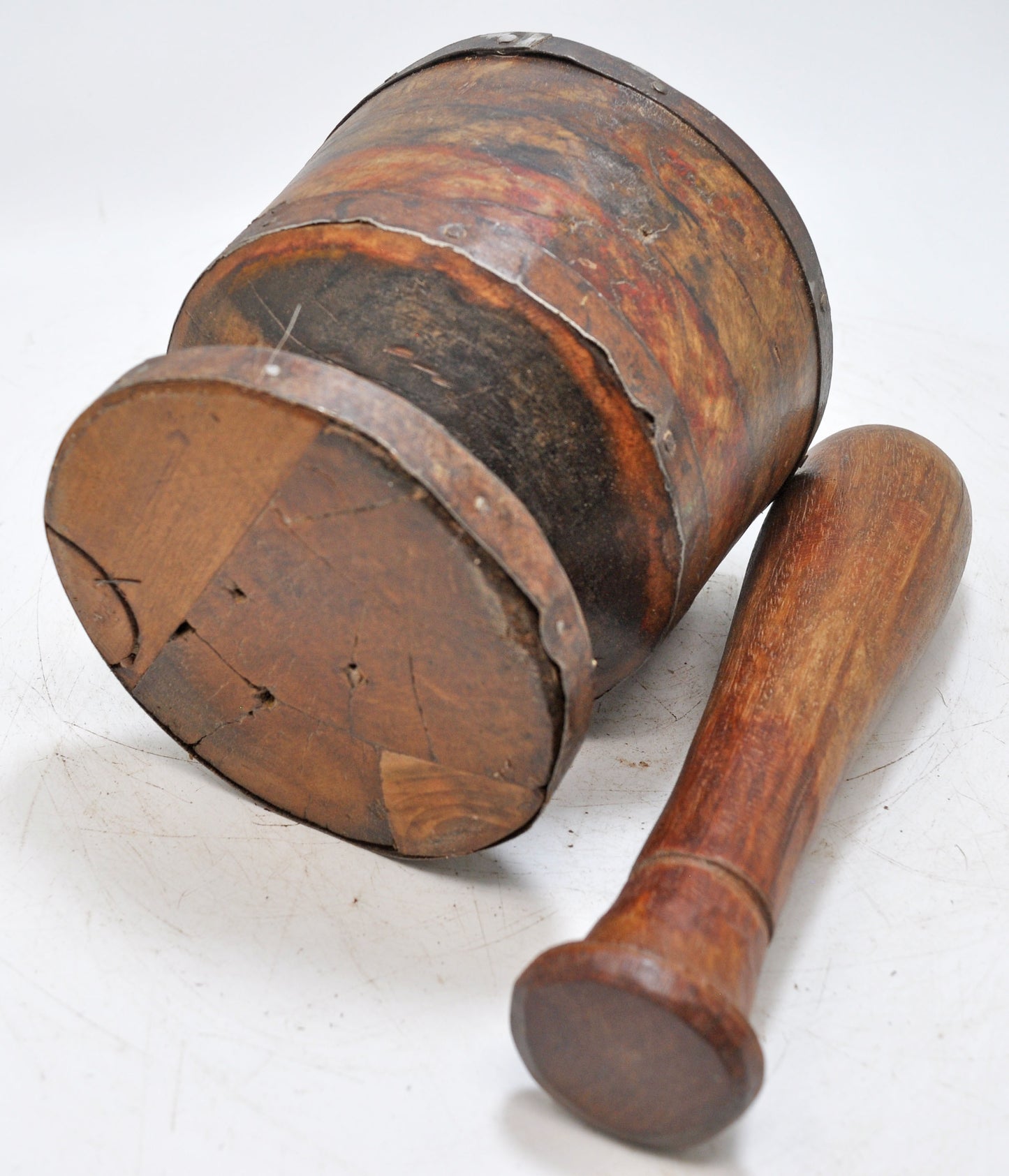 Antique Wooden Mortar and Pestle Grinder Original Old Hand Carved