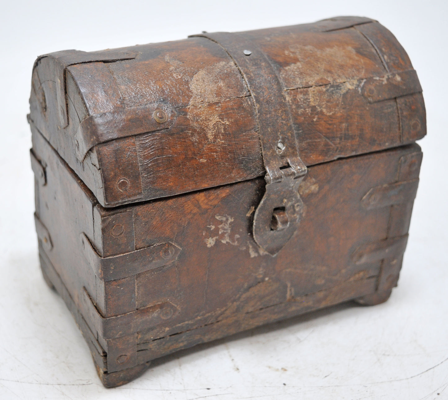 Vintage Wooden Half Round Top Storage Box Original Old Hand Crafted