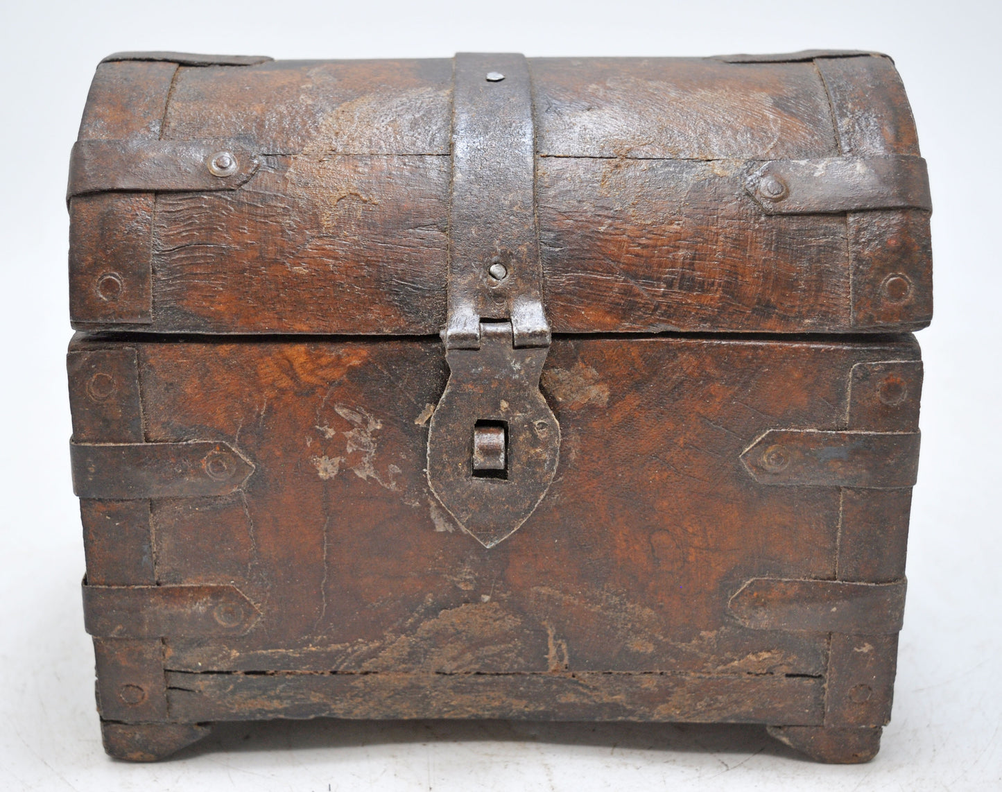 Vintage Wooden Half Round Top Storage Box Original Old Hand Crafted