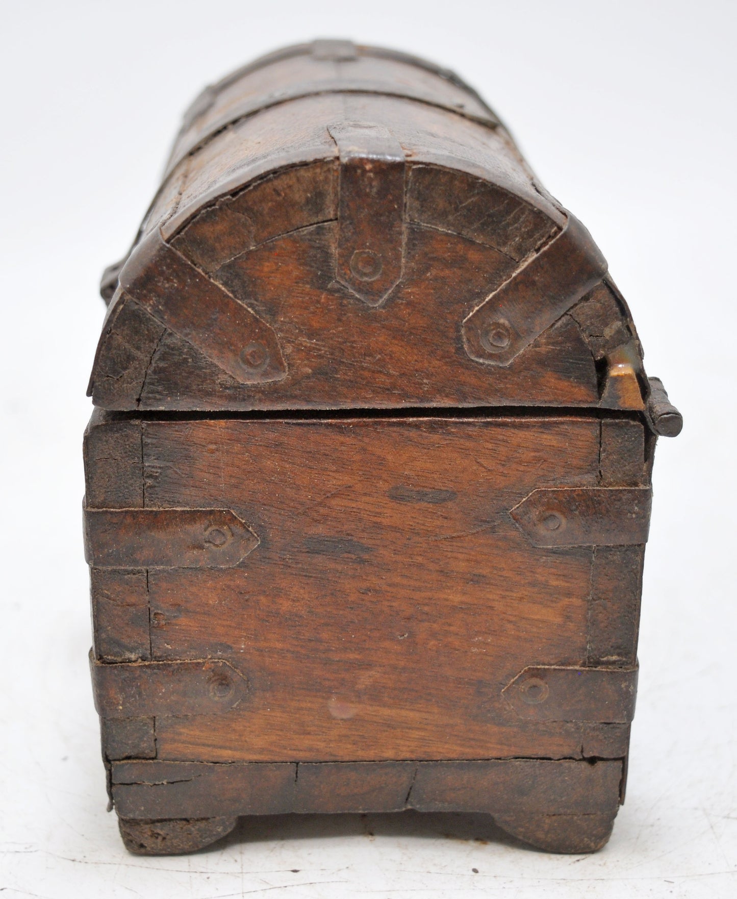 Vintage Wooden Half Round Top Storage Box Original Old Hand Crafted