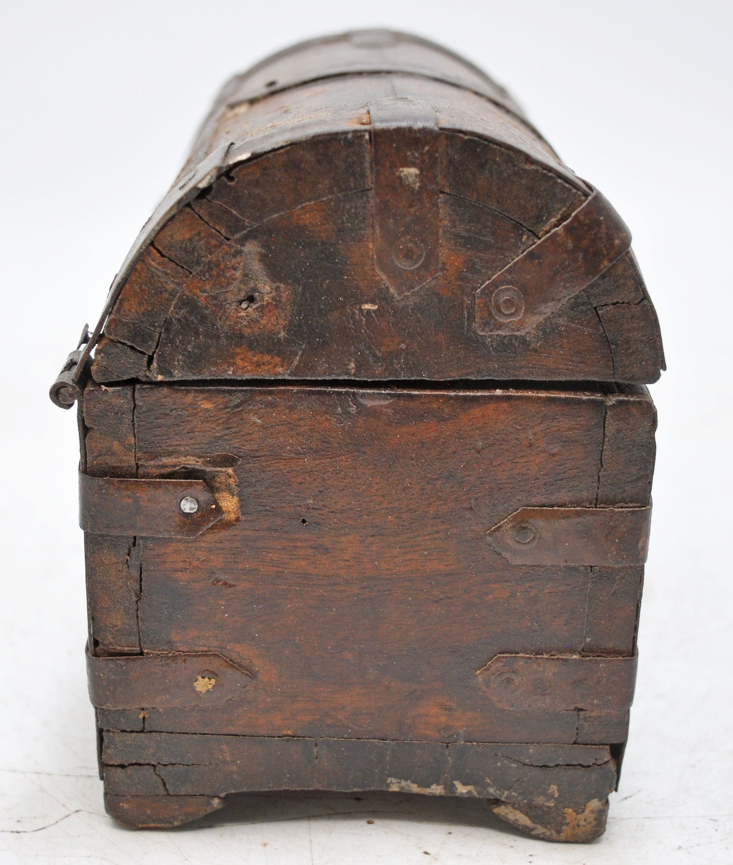 Vintage Wooden Half Round Top Storage Box Original Old Hand Crafted